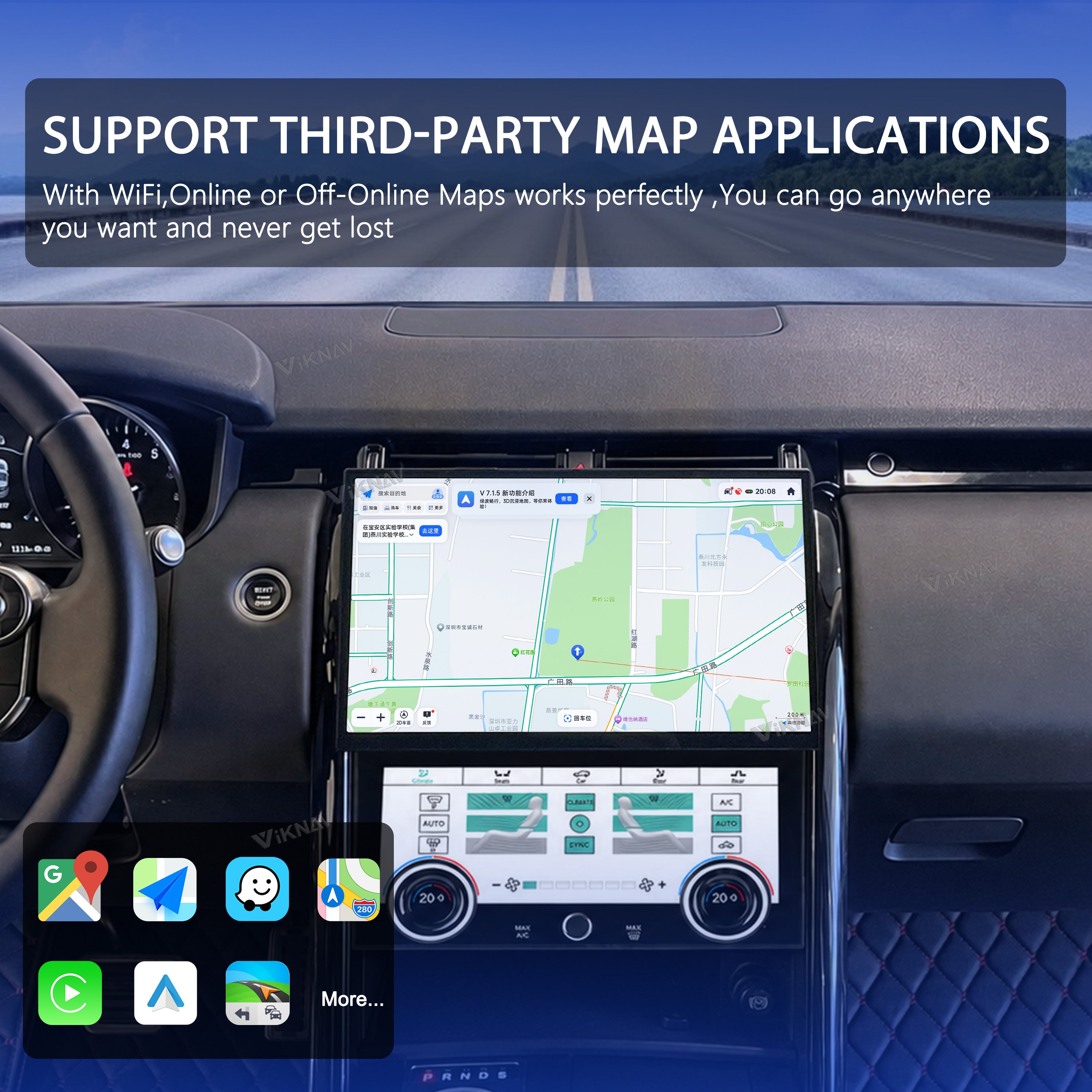 VIKNAV 13 Inch Android Car Radio And AC panel for Land Rover Range Rover Discovery 5 2017-2020 Auto Stereo Screen Upgrade Wireless Carplay GPS Navigation Multimedia Player