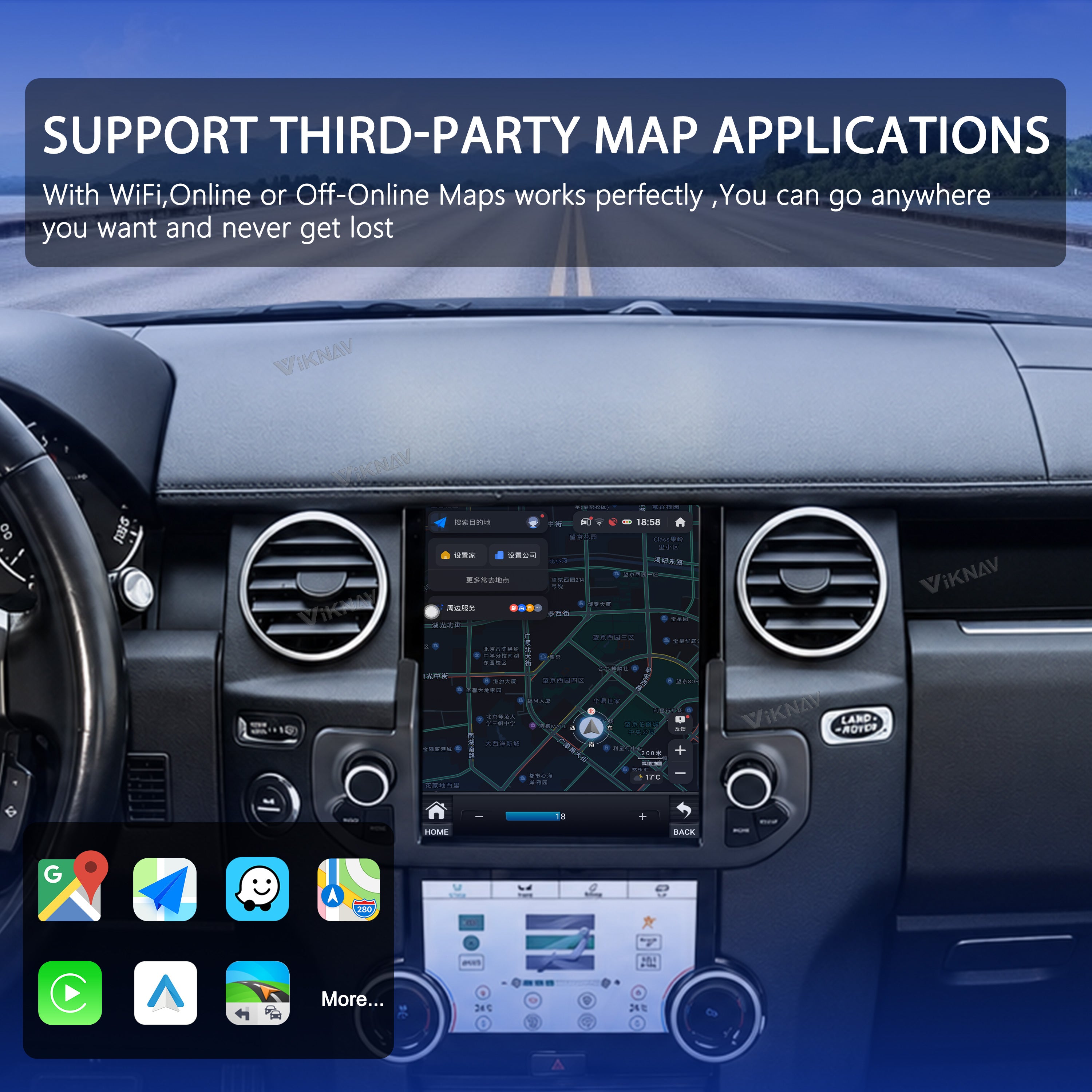 VIKNAV 10 Inch Android Car Radio And AC Panel for Land Rover Discovery 4 LR4 2009-2021 Auto Stereo Screen Upgrade Wireless Carplay GPS Navigation Multimedia Player