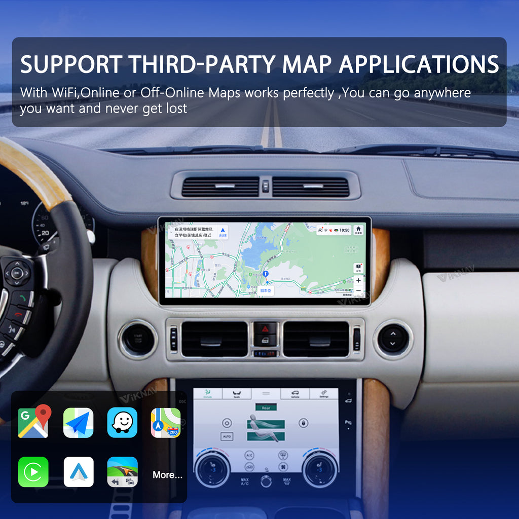 VIKNAV 12.3 Inch Android Car Radio And AC Panel For Land Rover Range Rover V8 L322 2002-2012 Auto Stereo Screen Upgrade