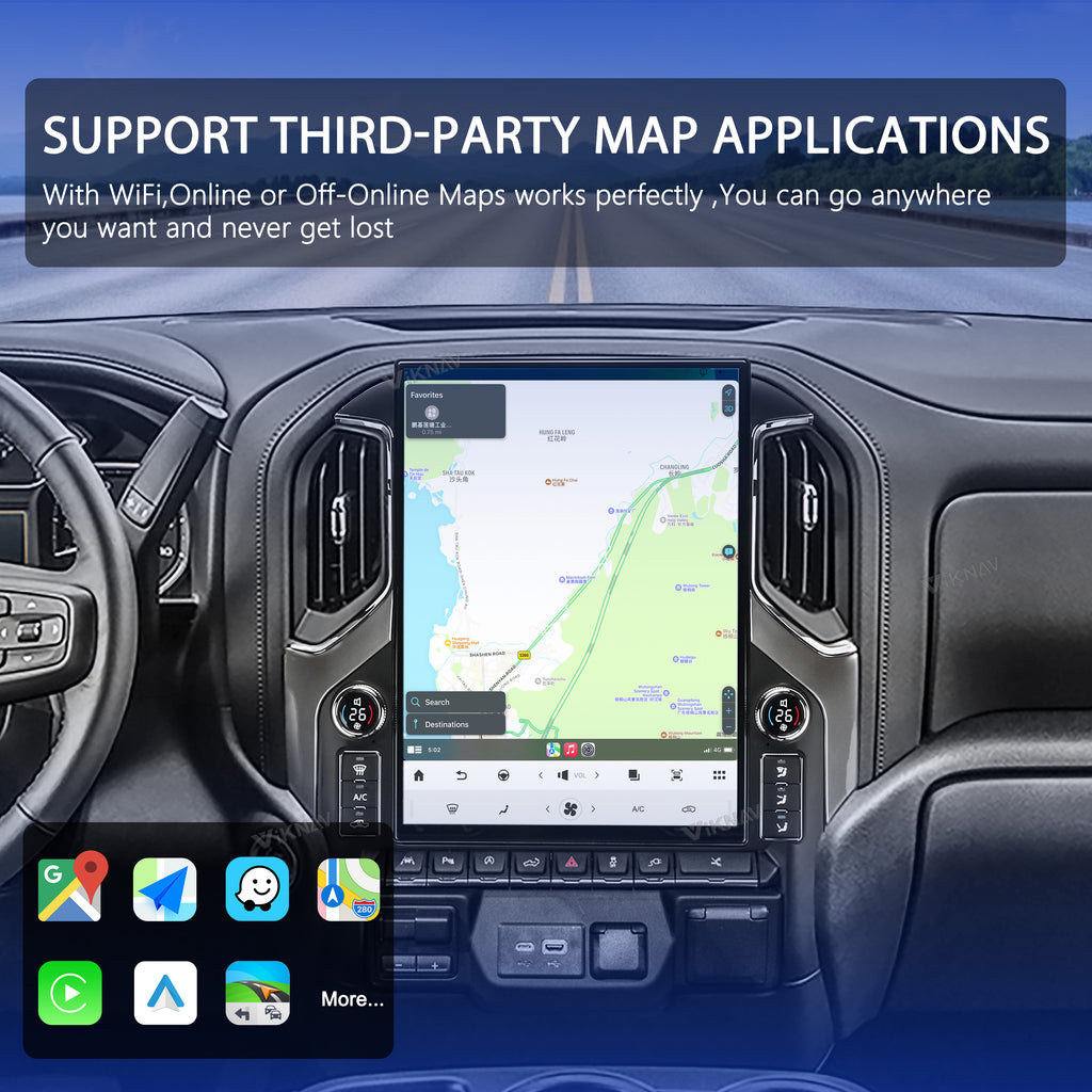 VIKNAV 15.6 Inch Android 14 Car Radio For Chevrolet Silverado GMC SIERRA 1500 2019-2025 Wireless Carplay Auto Stereo Screen Upgrade