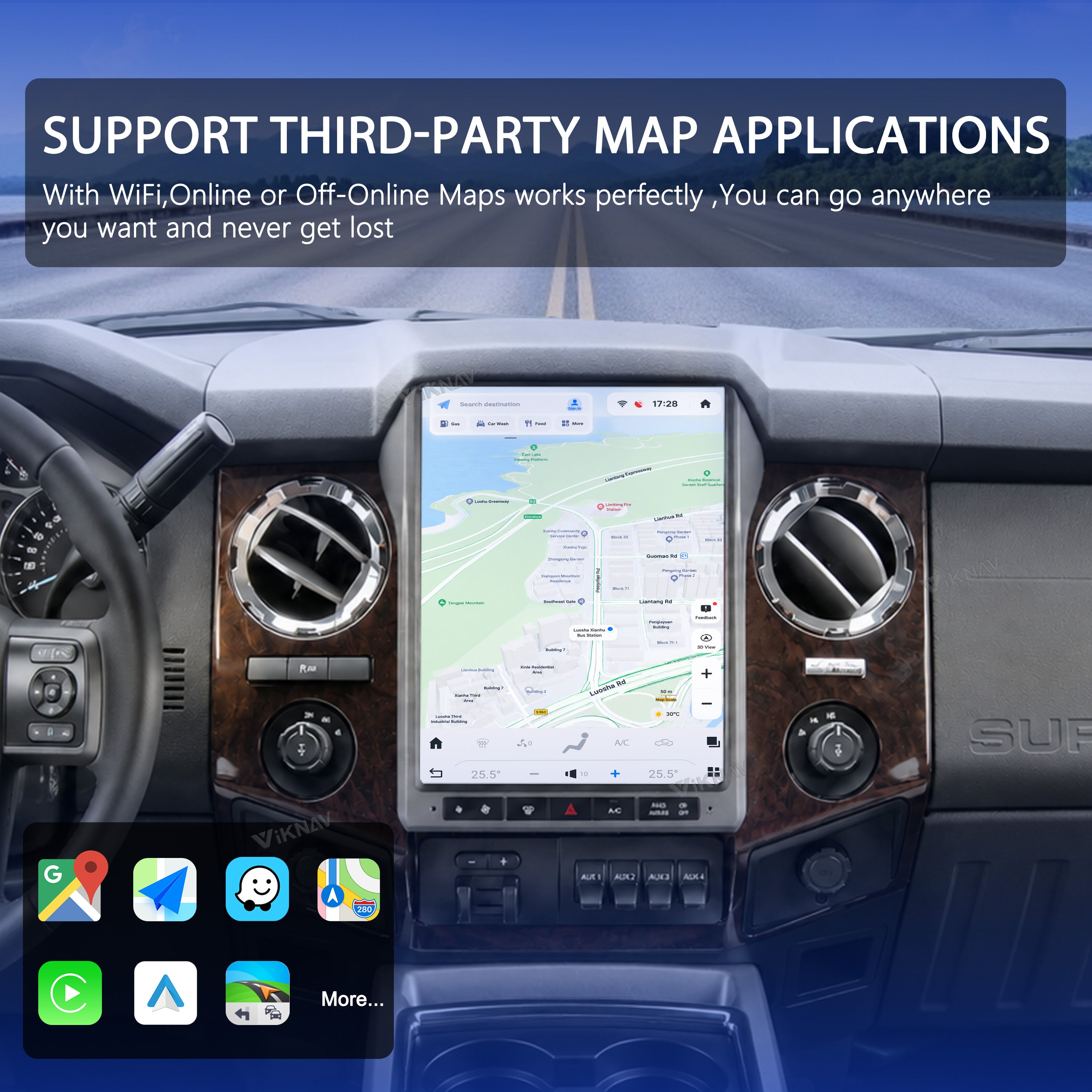 VIKNAV 12.1 Inch Android Car Radio For Ford F250/F350 2013-2014 Auto Stereo Screen Upgrade