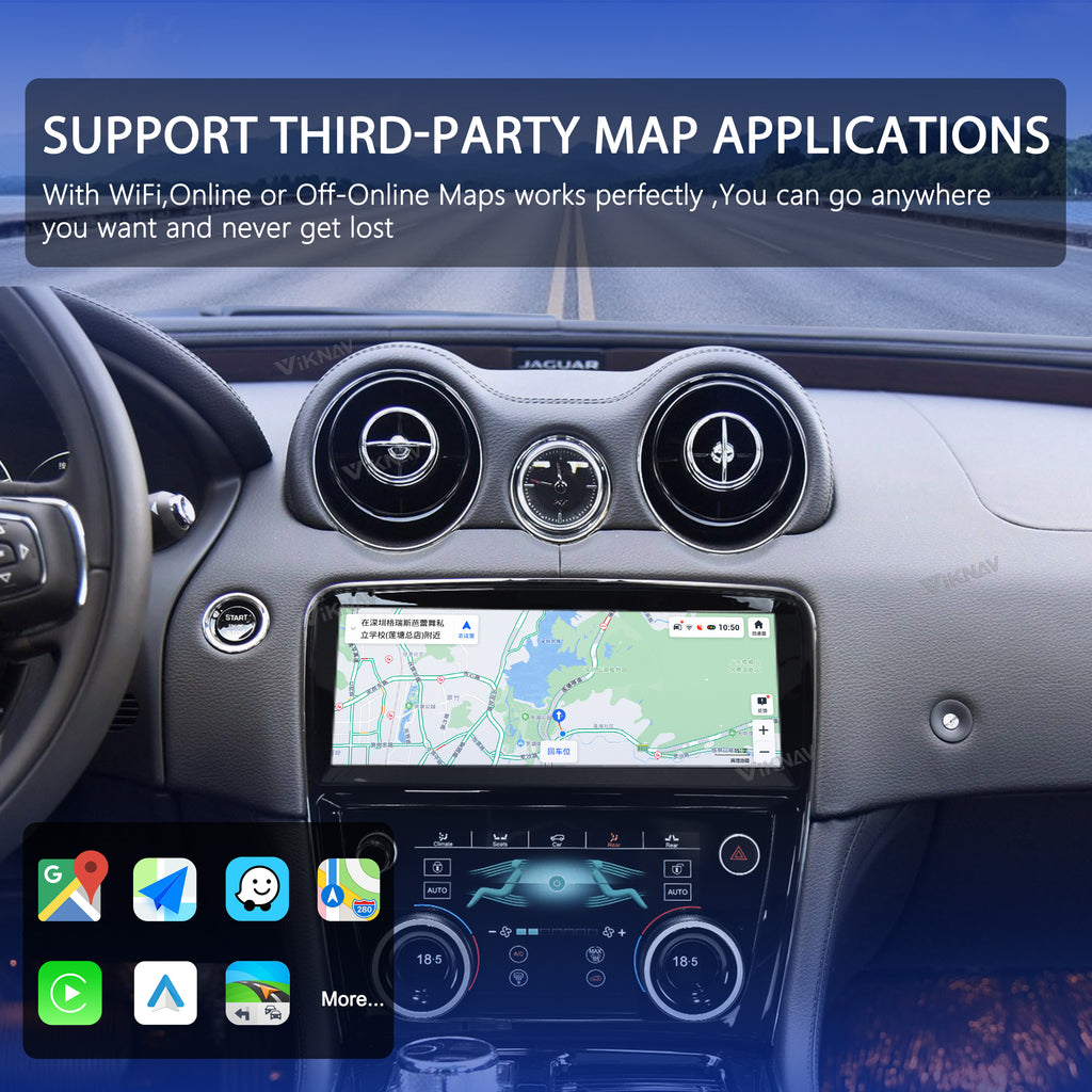 VIKNAV 10.25 Inch Android Car Radio AC panel for Jaguar XJ XJL XJR 2010-2019 Auto Stereo Screen Upgrade Wireless Carplay GPS Navigation Multimedia Player