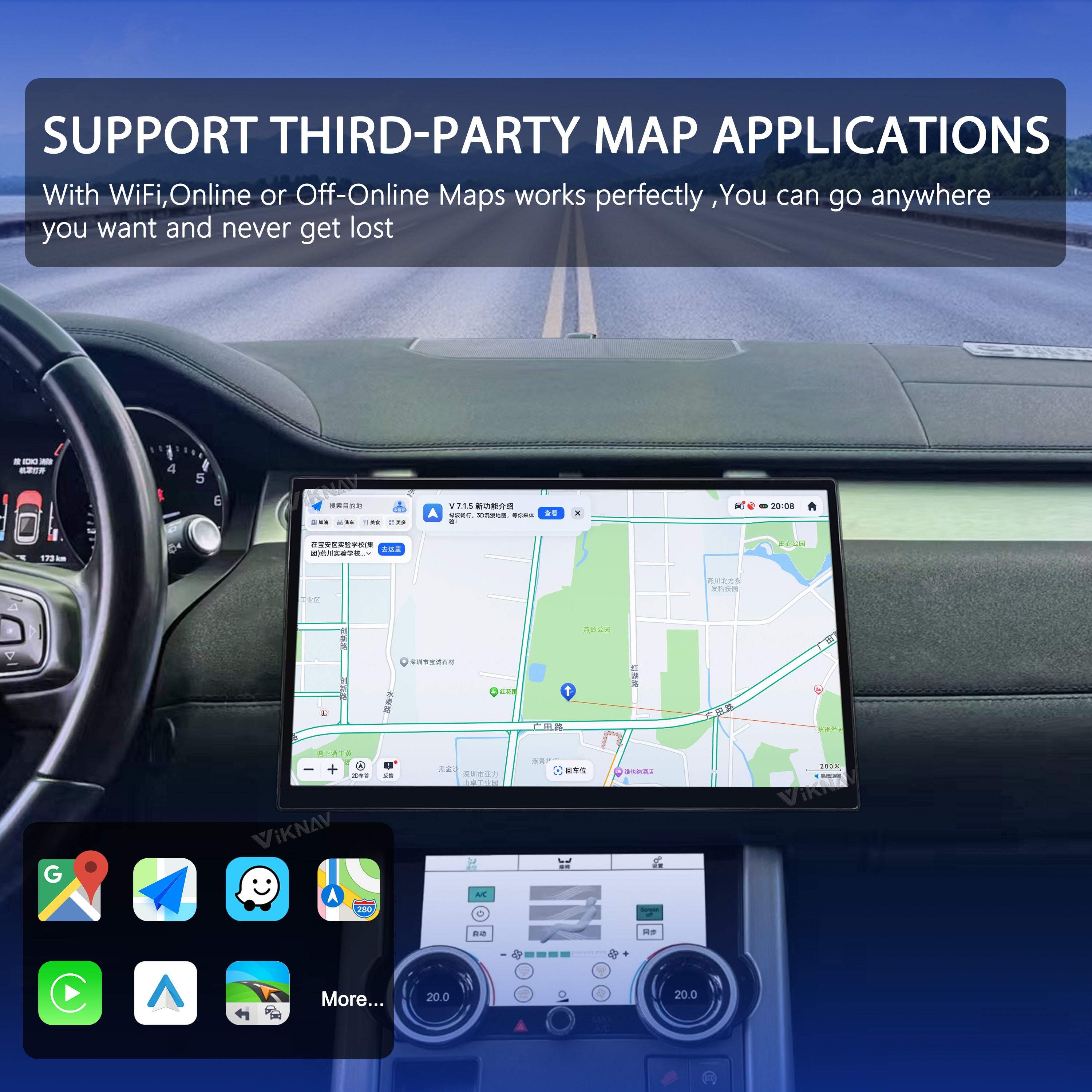 VIKNAV 13.3 Inch Android Car Radio AC panel for Land Rover Range Rover Evoque L538 2013-2017 Auto Stereo Screen Upgrade Wireless Carplay GPS Navigation Multimedia Player