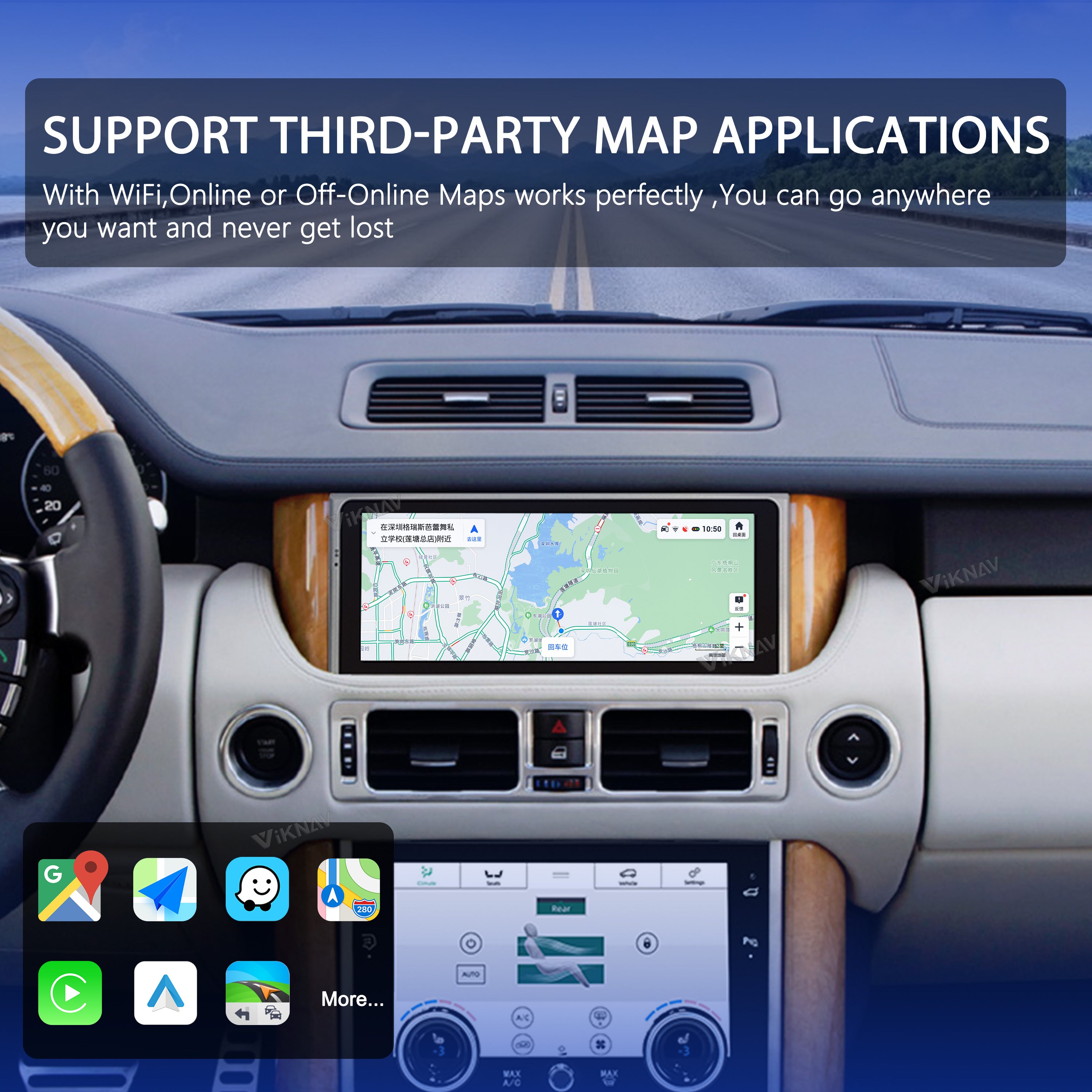 VIKNAV 10.25 Inch Android Car Radio And AC Panel For Land Rover Range Rover V8 L322 2002-2012 Auto Stereo Screen Upgrade