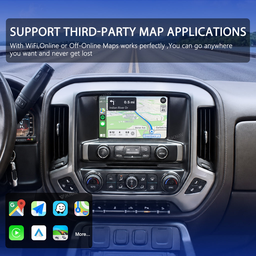 VIKNAV Android Carplay Decoder Box For Chevrolet Silverado GMC SIERRA 1500 2014-2018 GPS Navigation Multimedia player Auto Stereo Only Support OEM 8 Inch Screen