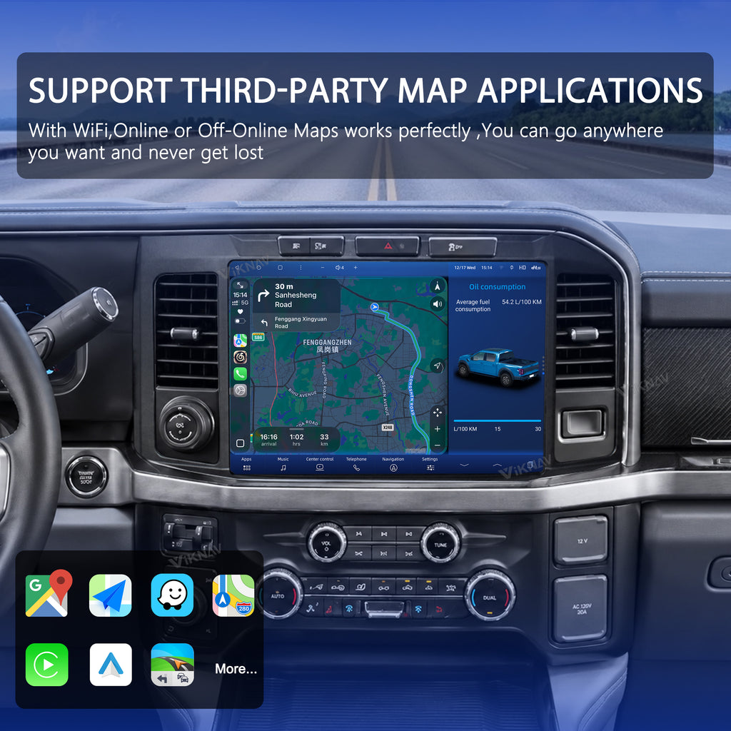 VIKNAV 12.7 Inch Android Car Radio For Ford F250 Raptor 2020-2026 Auto Stereo Screen Upgrade