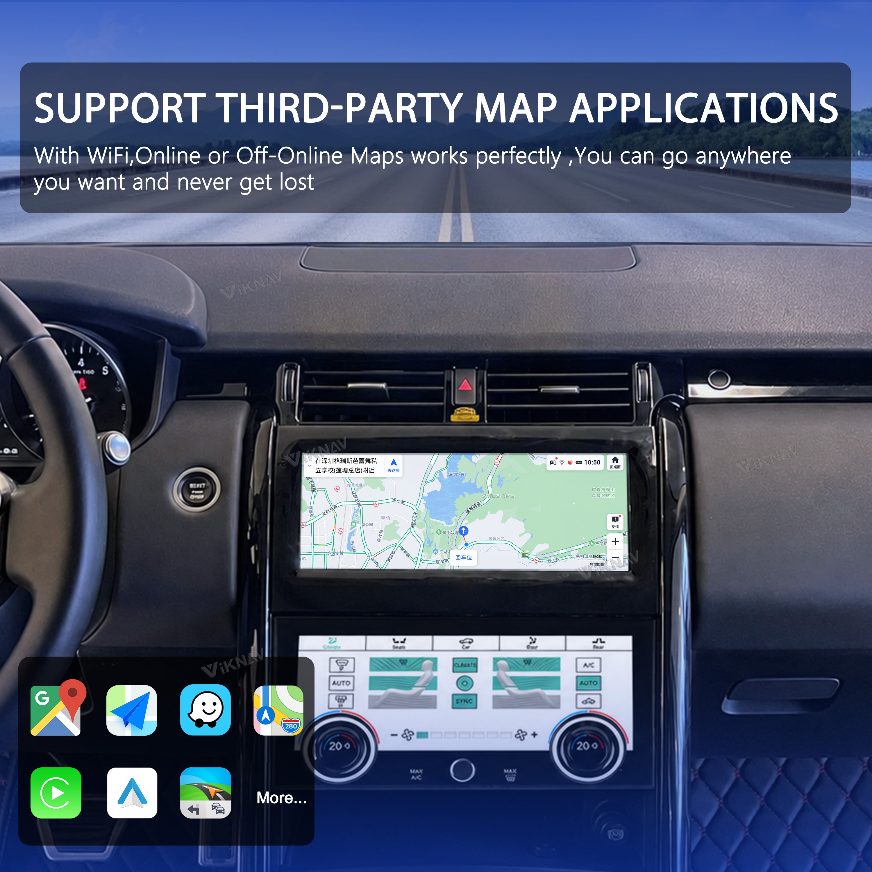 VIKNAV 10.25 Inch Android Car Radio And AC panel for Land Rover Range Rover Discovery 5 2017-2020 Auto Stereo Screen Upgrade Wireless Carplay GPS Navigation Multimedia Player