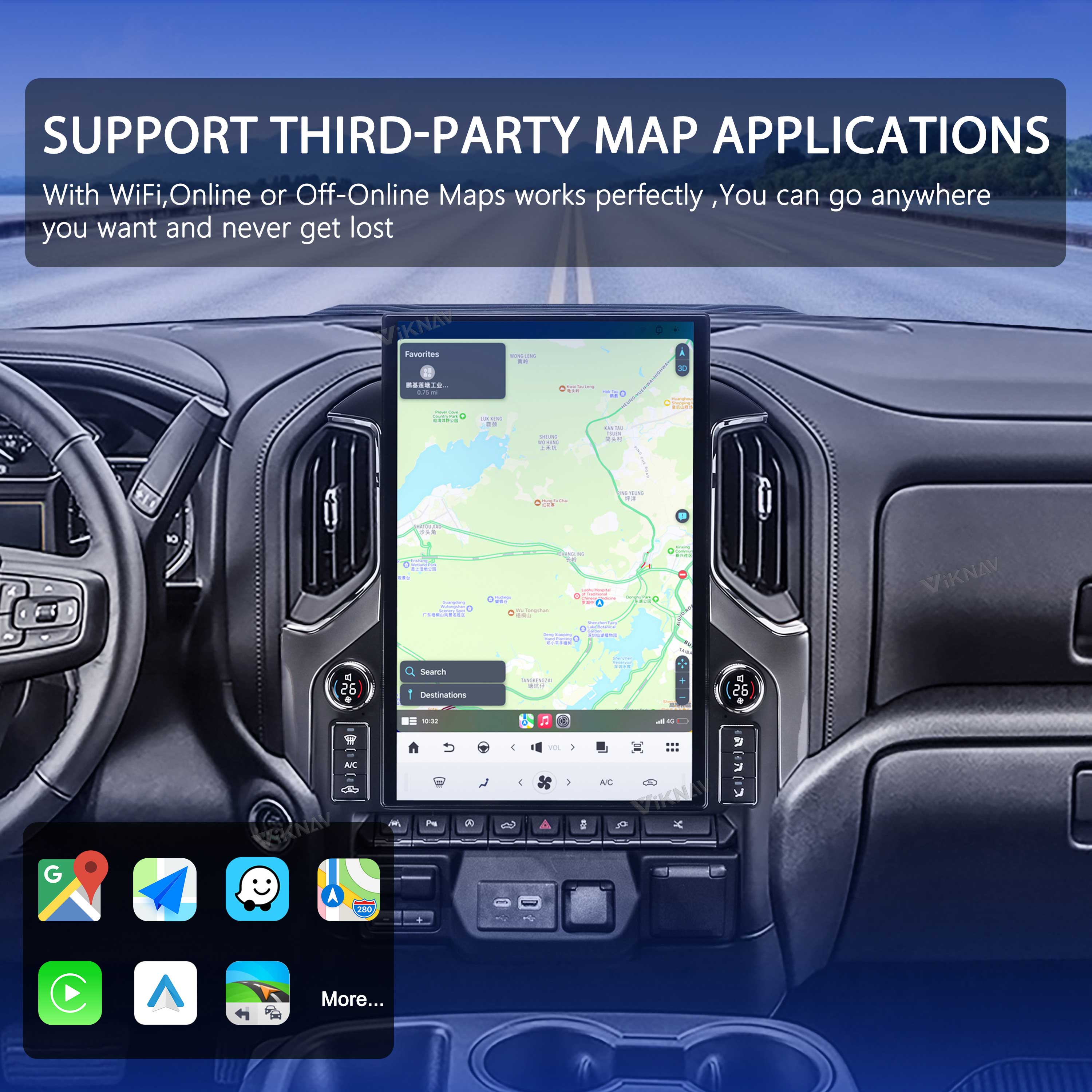 VIKNAV 17.2 Inch Android 14 Car Radio For Chevrolet Silverado GMC SIERRA 1500 2019-2025 Wireless Carplay Auto Stereo Screen Upgrade