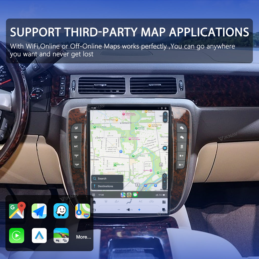 VIKNAV 14 Inch Car Radio For GMC YUKON/Chevy Suburban Tahoe 2007-2013 GPS Navigation Upgrade Android Auto Stereo Screen Wireless Carplay