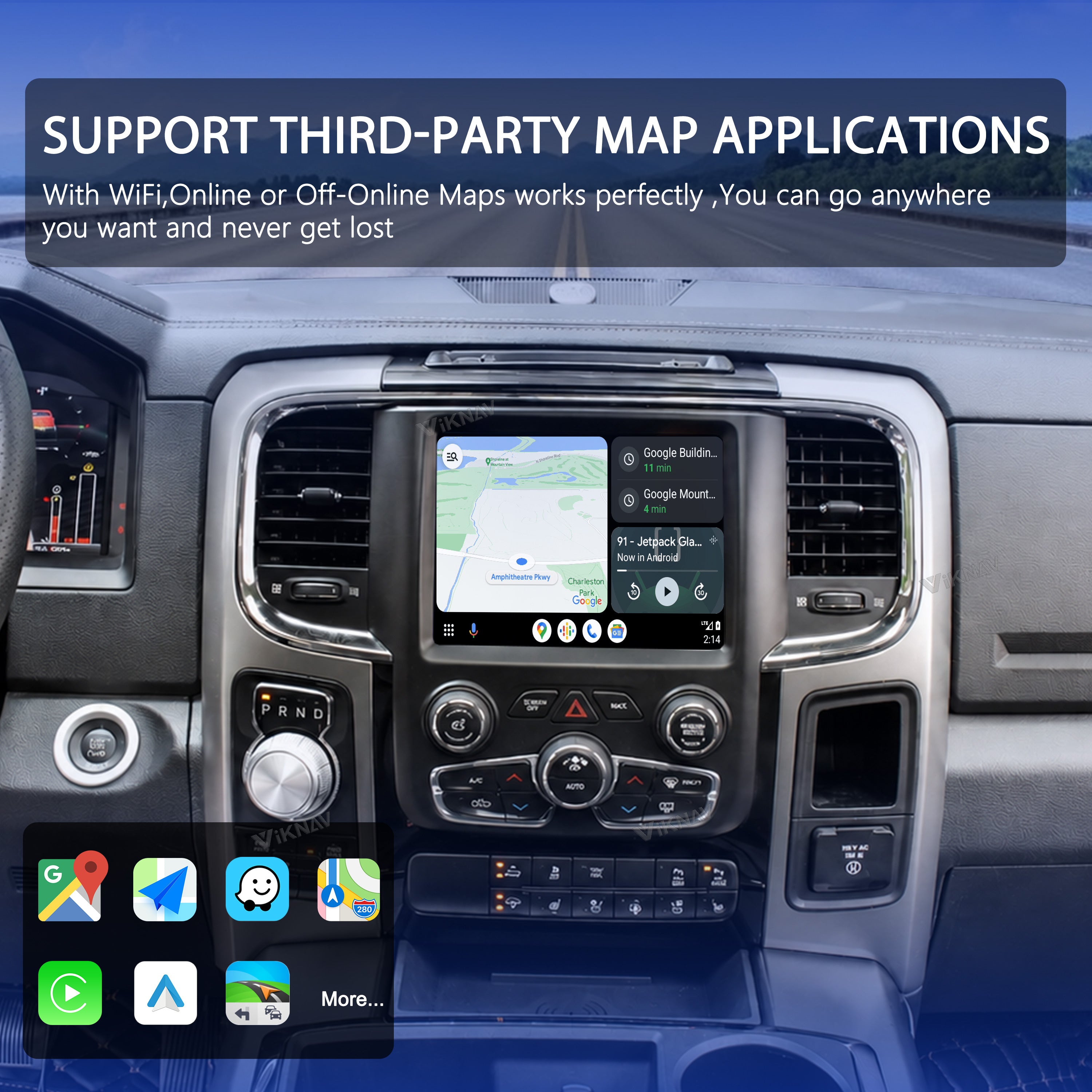 VIKNAV Wireless CarPlay Android Auto Decoder Linux Interface Box Upgrade for Dodge Ram 2013-2018