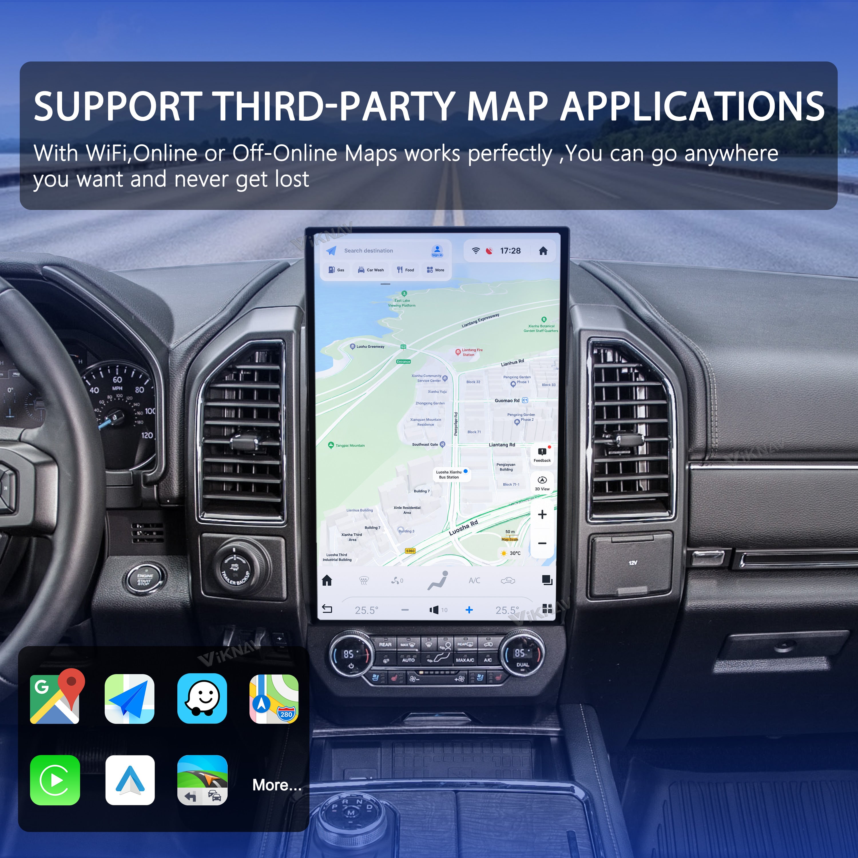 VIKNAV 17.2 Inch Android Car Radio For Ford Expedition 2015-2022 Auto Stereo Screen Upgrade