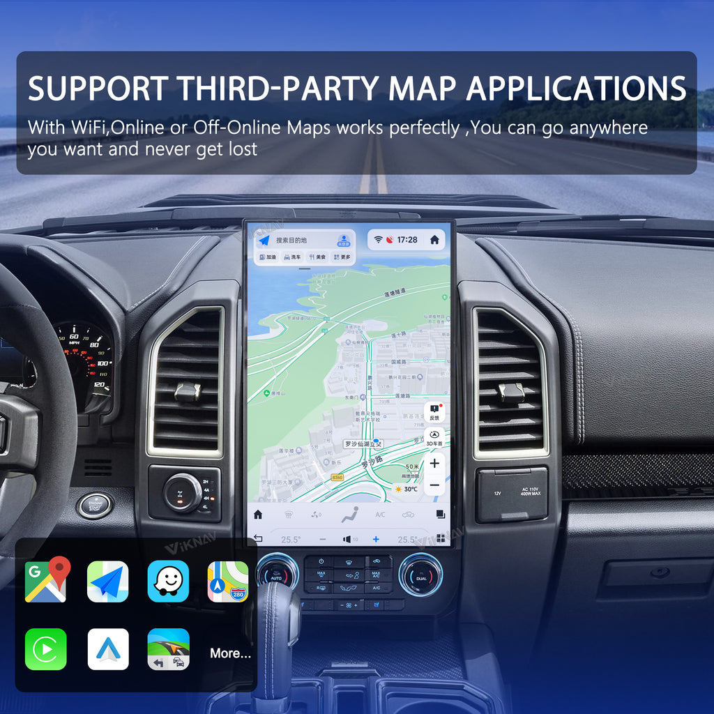 VIKNAV 17.2 Inch Android Car Radio For Ford F150 F250 F450 Raptor 2015-2020 Auto Stereo Screen Upgrade