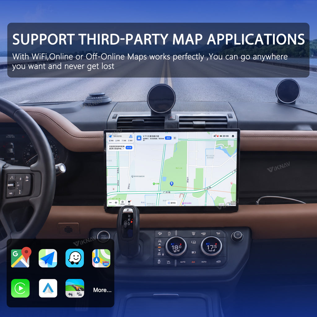 VIKNAV 13.3 Inch Android Car Radio AC panel For Land Rover Range Rover Defender 2018-2024 Auto Stereo Screen Upgrade Wireless Carplay GPS Navigation Multimedia Player