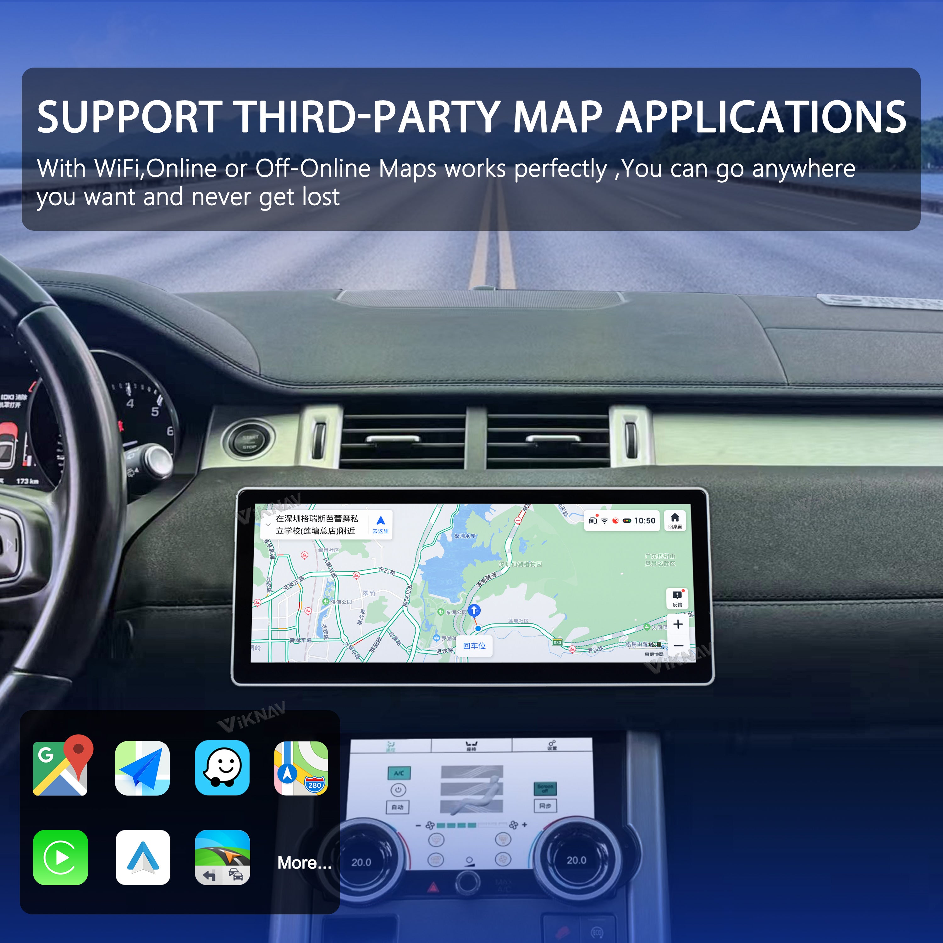 VIKNAV 12.3 Inch Android Car Radio AC panel for Land Rover Range Rover Evoque L538 2013-2017 Auto Stereo Screen Upgrade Wireless Carplay GPS Navigation Multimedia Player