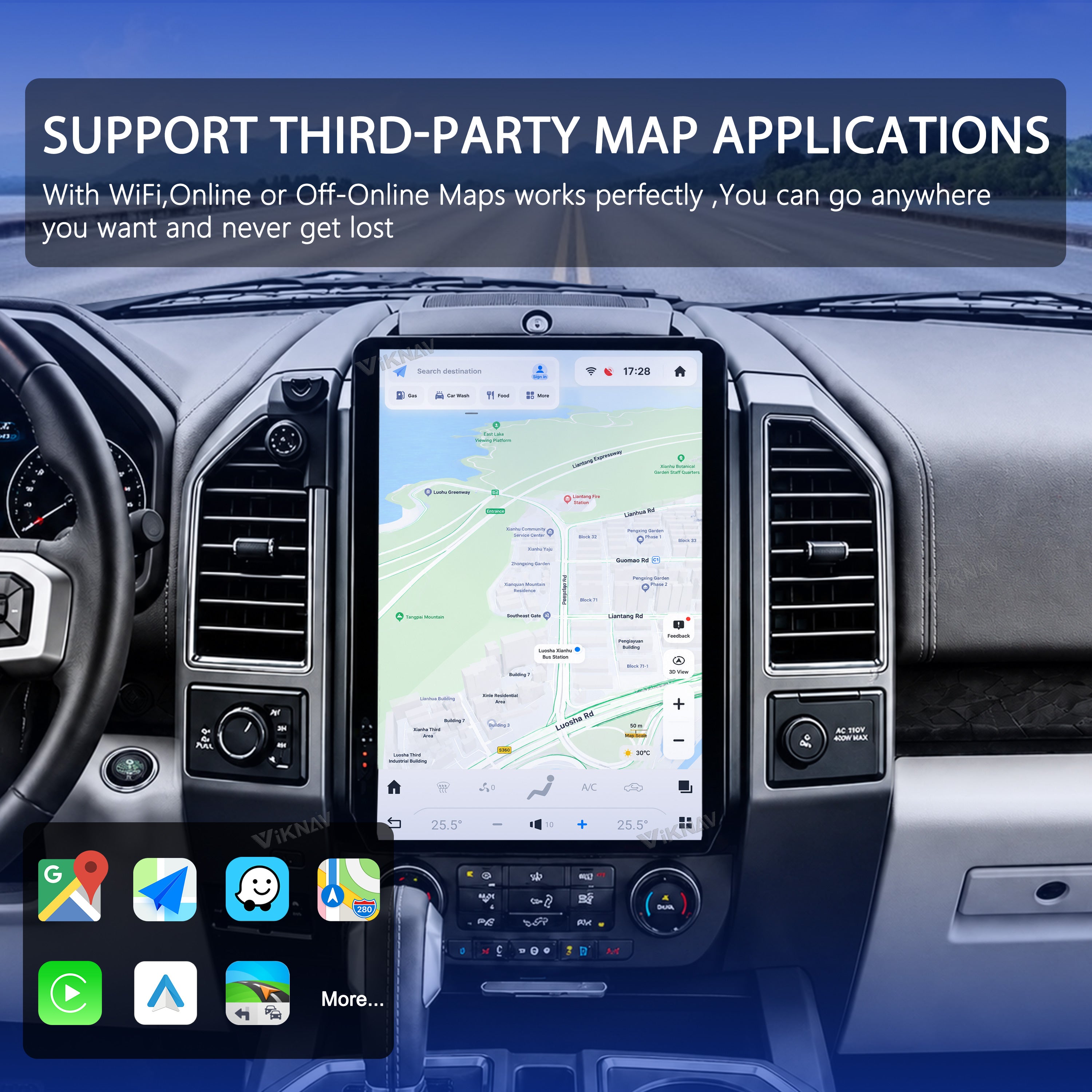VIKNAV 14.4 Inch Android Car Radio For Ford F150 F250 F450 Raptor 2015-2020 Auto Stereo Screen Upgrade