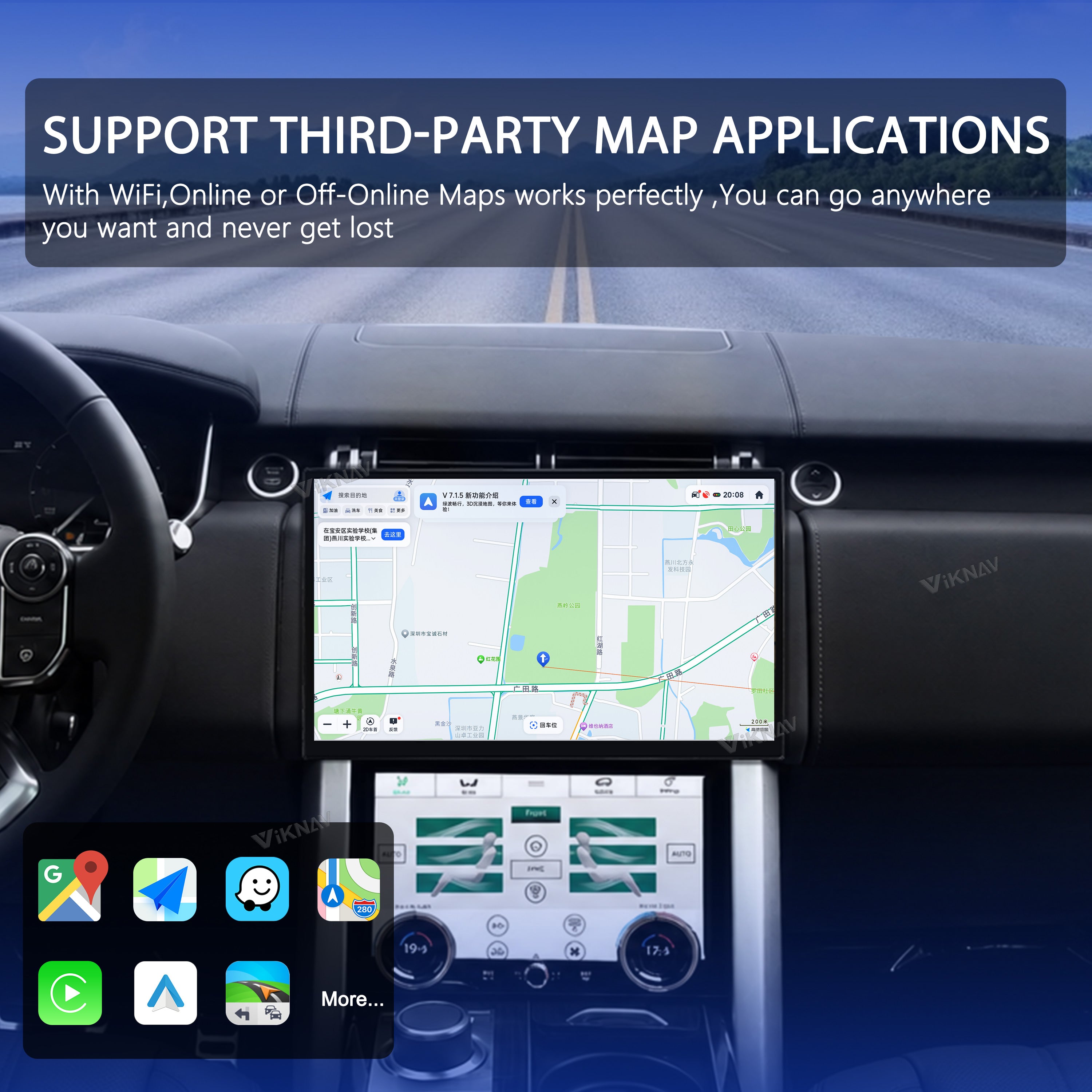 VIKNAV 13.3 Inch Android Car Radio AC panel for Land Rover Range Rover Vogue L405 2013-2017 Auto Stereo Screen Upgrade Wireless Carplay GPS Navigation Multimedia Player