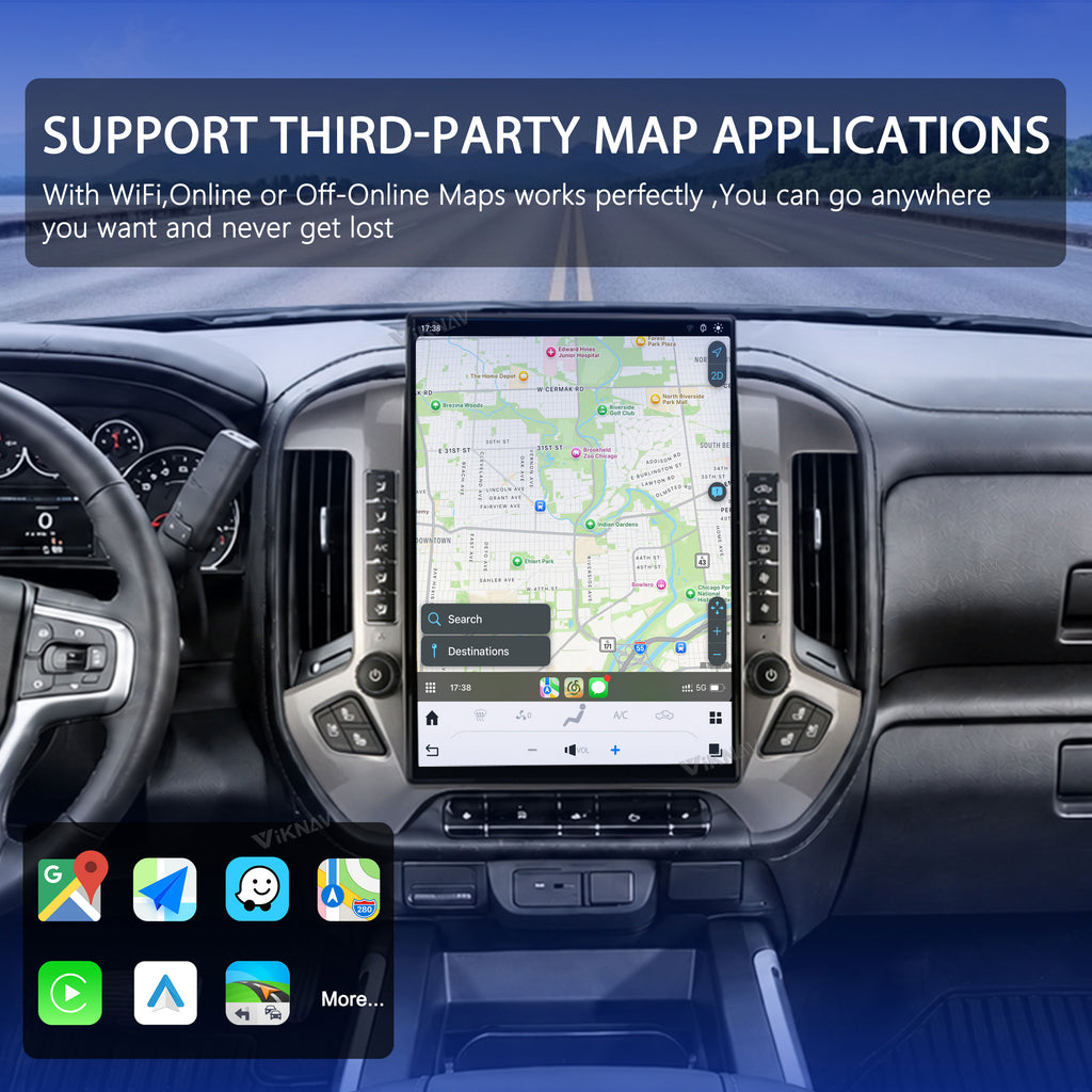 VIKNAV 15.6 Inch Android Car Radio For Chevrolet Silverado GMC SIERRA 1500 2014-2018 Upgrade Auto Stereo Screen Wireless Carplay
