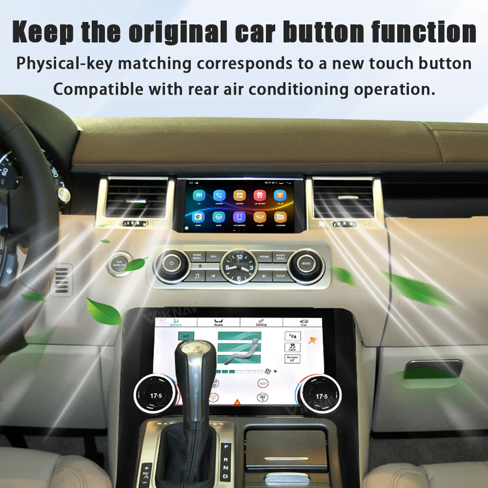 Viknav Android Radio AC Panel For Land Rover Range Sport L320 2009-2013 Wireless Carplay Android Auto Radio Touch Screen GPS Navigation Multimedia Player Air Conditioning Control