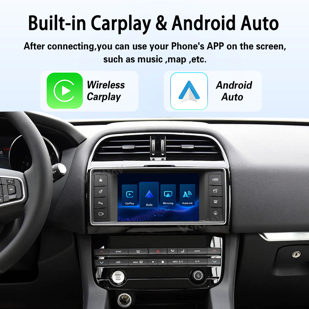 Viknav Linux System Decoder Box For Jaguar XE XF F-Pace 2016-2019 OEM Harman System Upgrade Interface Wireless Carplay Android Auto Decoder Box Autolink Airplay
