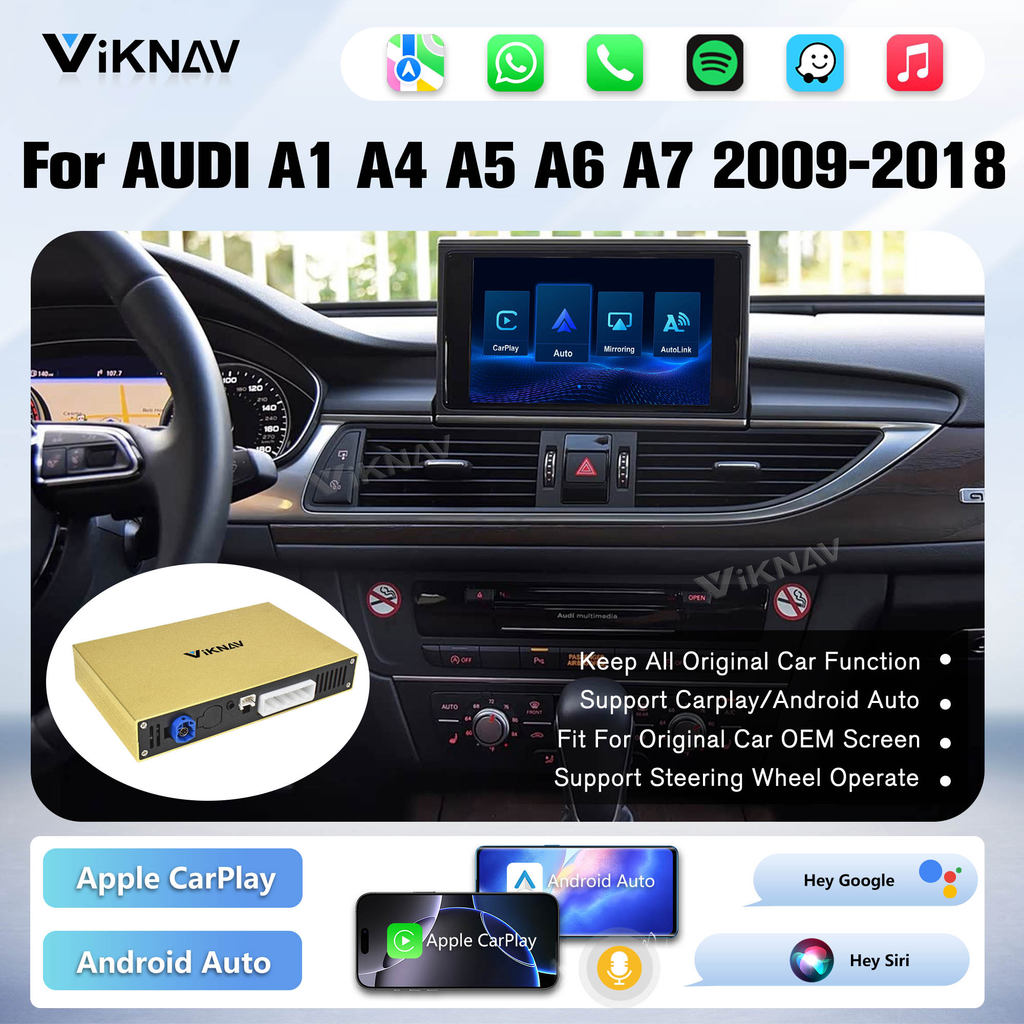 Viknav Linux System Decoder Box for AUDI A1 A4 A5 A6 A7 2009-2018 Upgrade Interface Wireless Carplay Android Auto Decoding Box Autolink Airplay