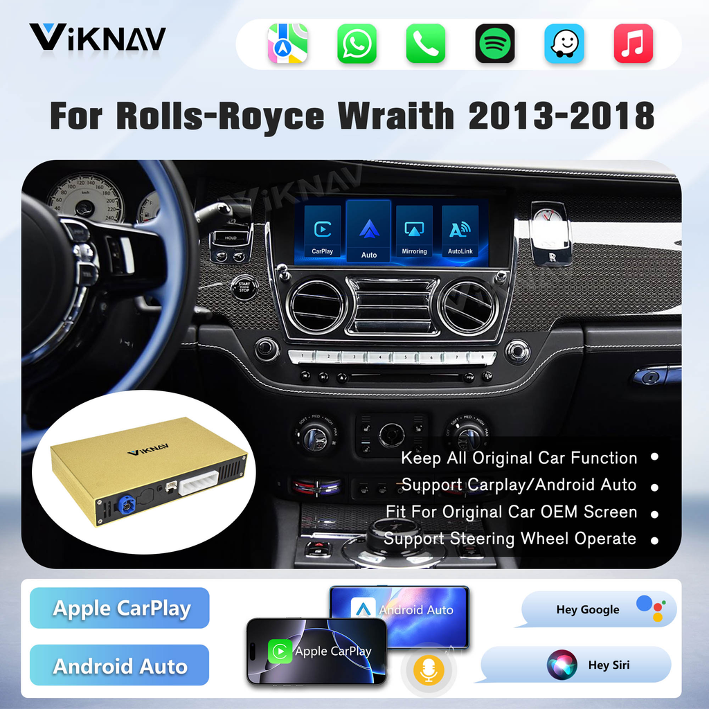 Viknav Linux System Decoder Box for Rolls-Royce Wraith 2013-2018 Upgrade Interface Wireless Carplay Android Auto Decoding Box Autolink Airplay
