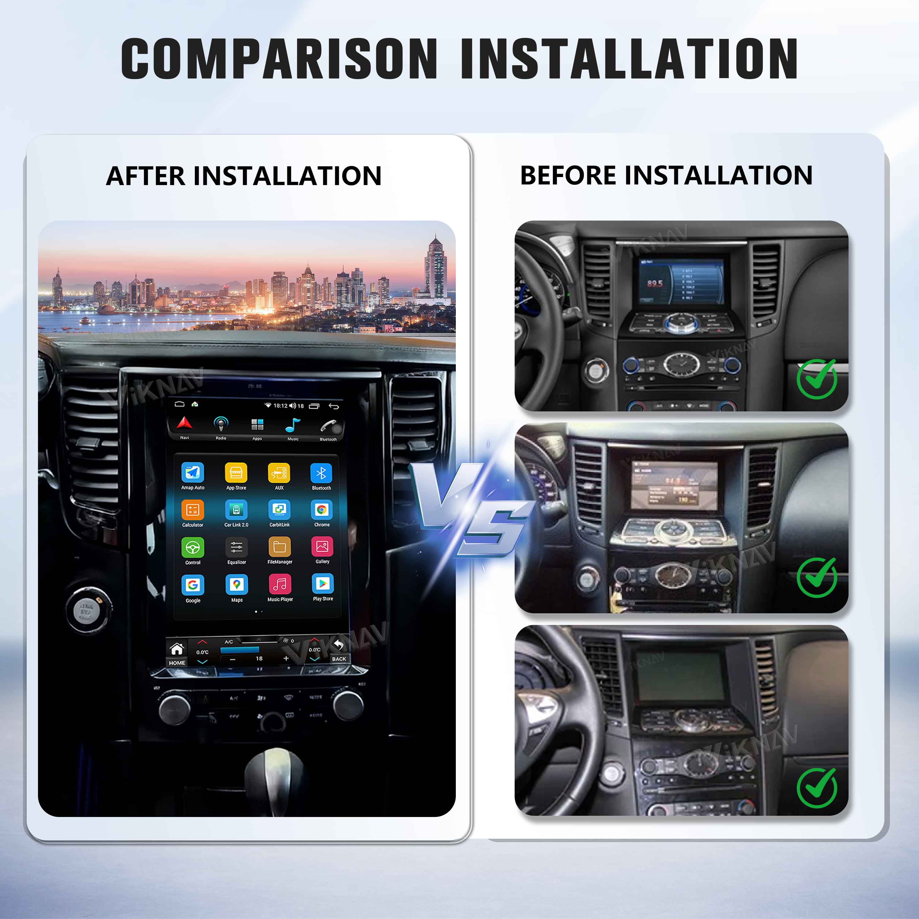 Viknav Android 12.1 inch Car Stereo For Infiniti FX35 2003-2008 Wireless CarPlay & Android Auto GPS Navigation Head Unit