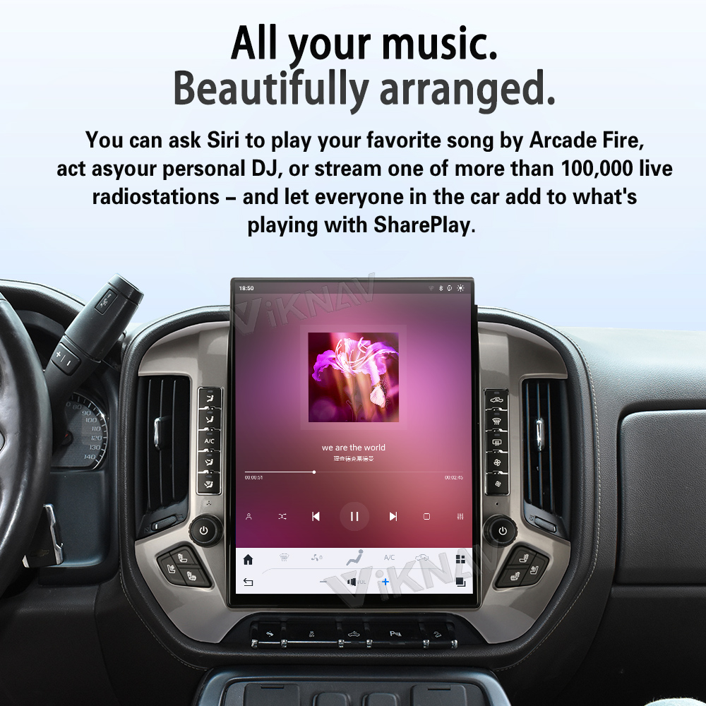 Viknav 15.6 inch Touch Screen Android Car Radio For Chevrolet Silverado GMC SIERRA 2014-2018 Wireless Carplay GPS Navigation With 13 Inch Car Digital Cluster