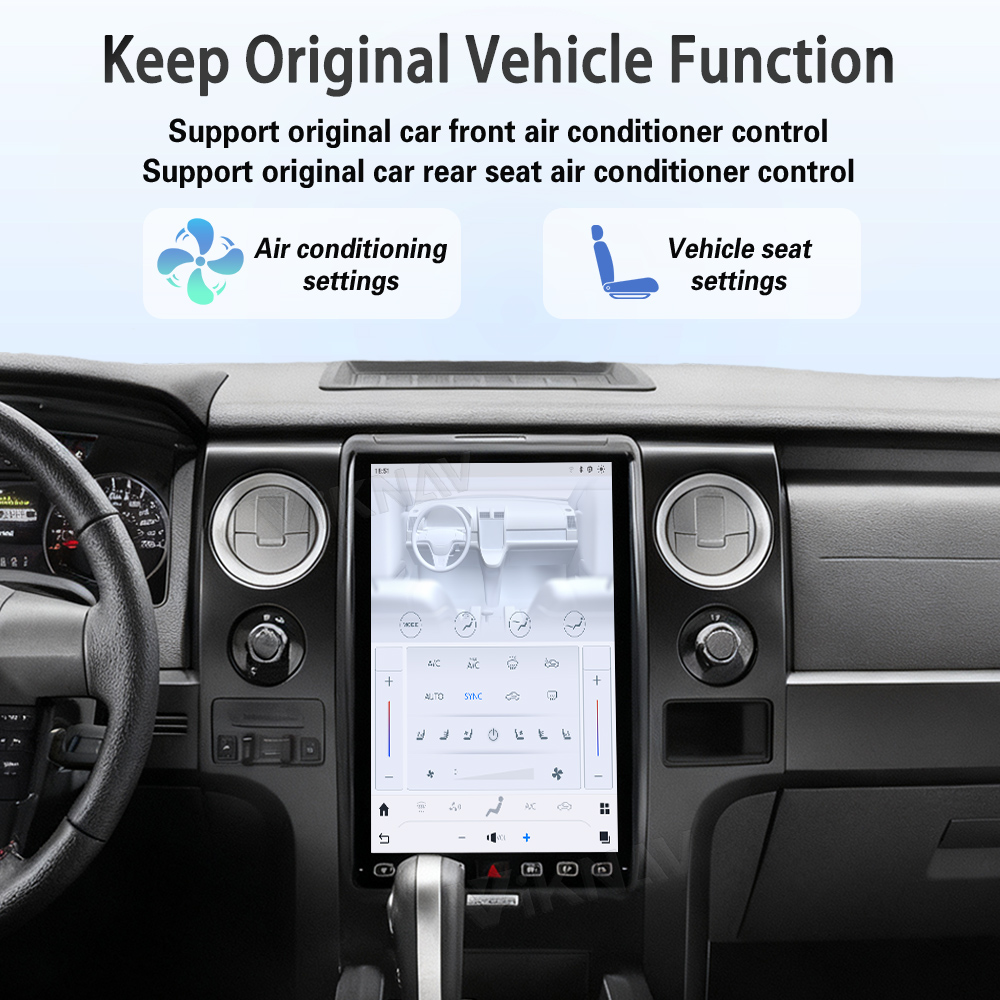 Viknav 14.4 Inch Car Radio Android and Digital Cluster Dashboard Panel Speedometer For Ford F150 2013-2014 Stereo Wireless Carplay Android Auto Touch Screen GPS Navigation Multimedia Player