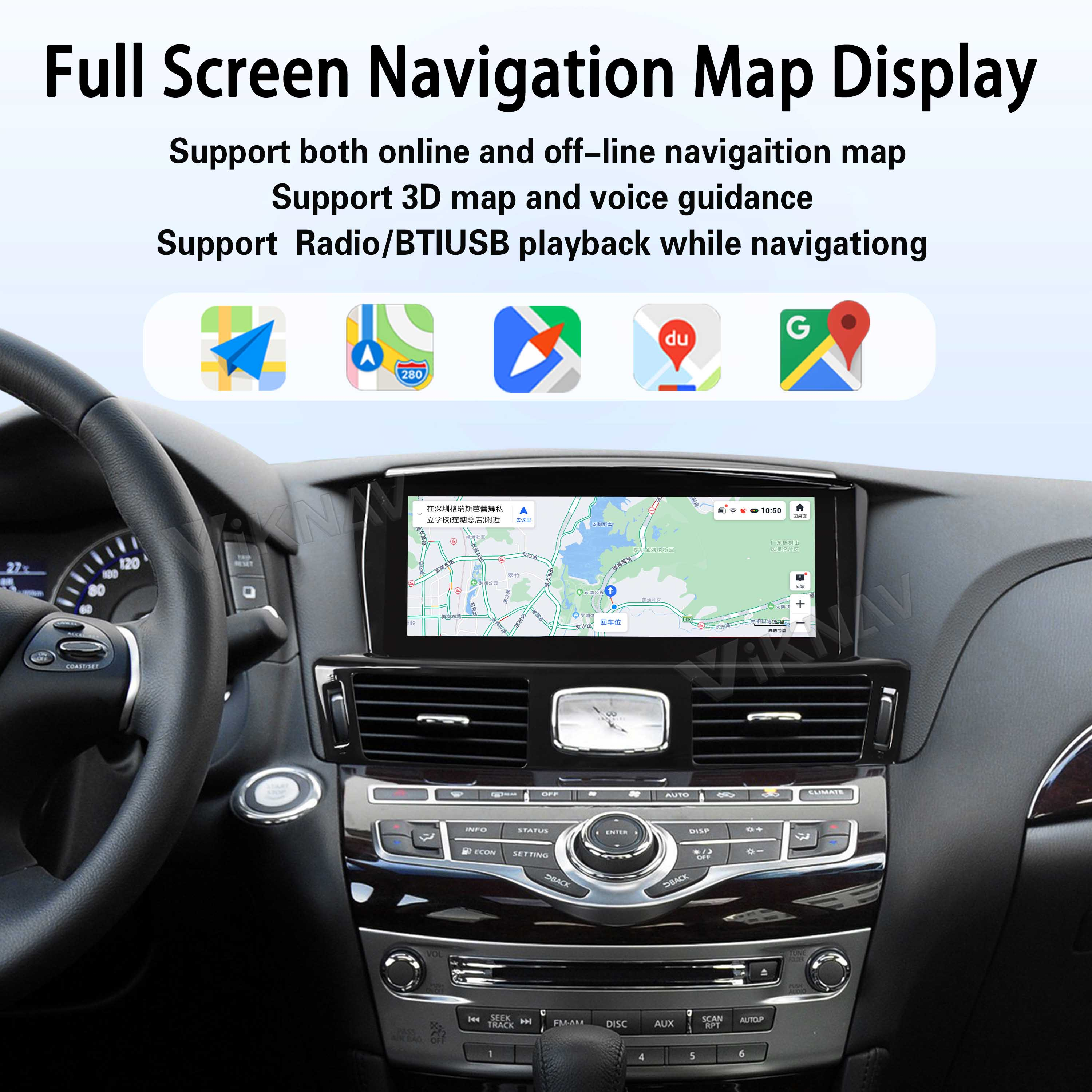 Viknav Android 10.25 inch Car Stereo For Infiniti Q70L/M25/M35/2013-2017 Wireless CarPlay & Android Auto GPS Navigation Head Unit