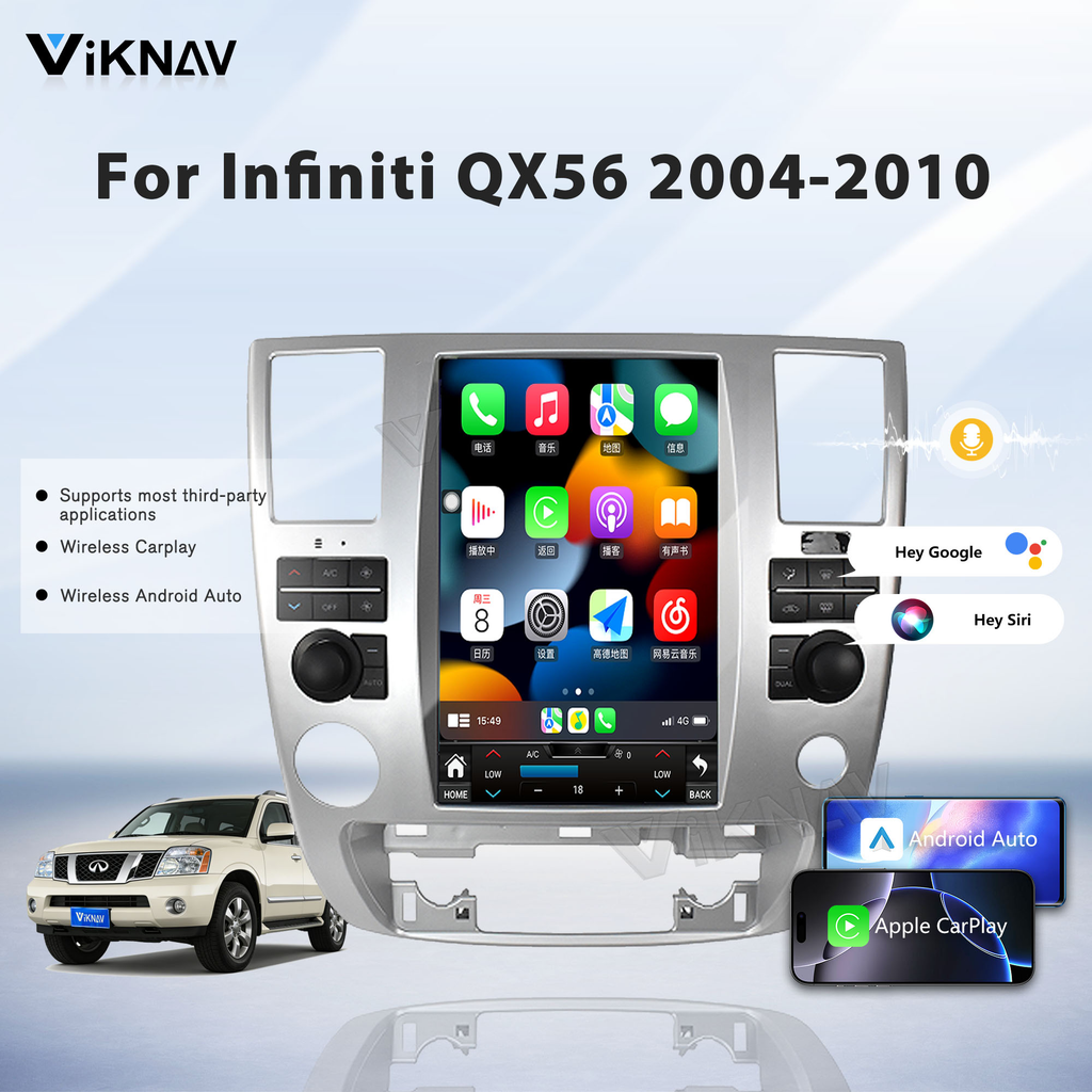 Viknav Android 9 inch Car Stereo For Infiniti QX56/Nissan Armada 2004-2010 Wireless CarPlay & Android Auto GPS Navigation Head Unit