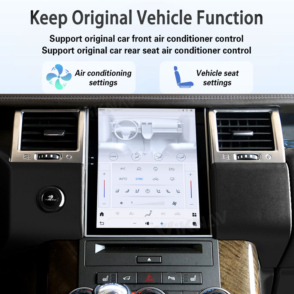 Viknav Android Radio AC Panel For Land Rover Range Sport L320 2009-2013 Wireless Carplay Android Auto Radio Touch Screen GPS Navigation Multimedia Player Air Conditioning Control