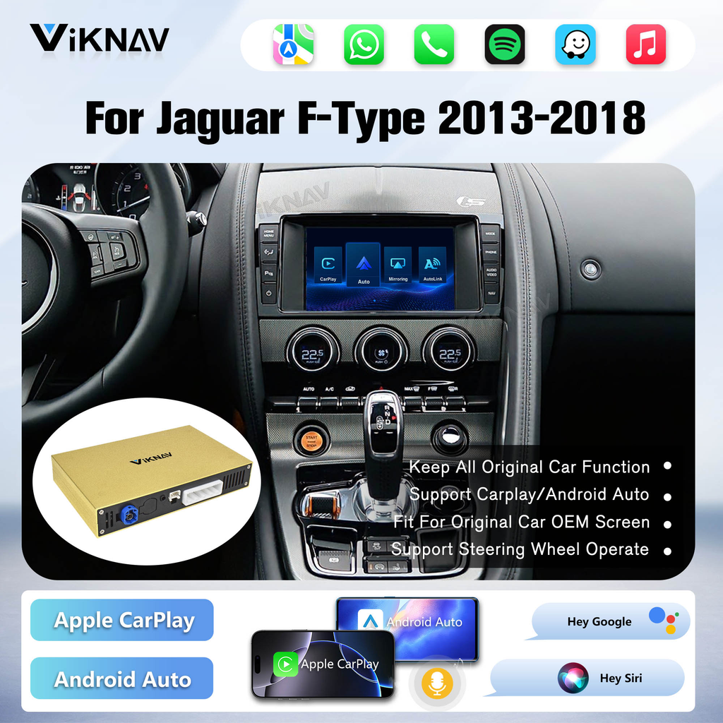 Viknav Linux System Decoder Box For Jaguar F-Type 2013-2018 OEM Harman System Upgrade Interface Wireless Carplay Android Auto Decoder Box Autolink Airplay