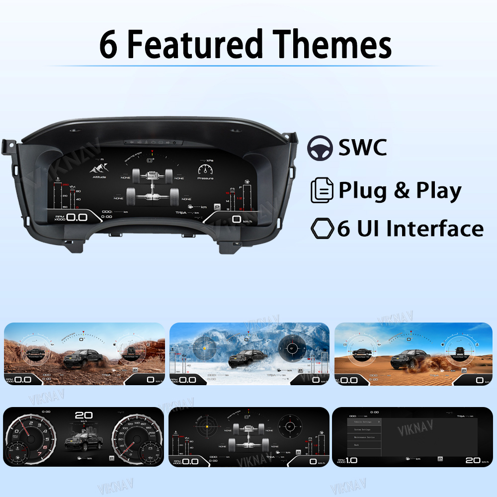 Viknav 12.1 inch Touch Screen Android Car Radio For Chevrolet Silverado GMC SIERRA 2007-2013 Wireless Carplay GPS Navigation With 15.1 Inch Car Digital Cluster