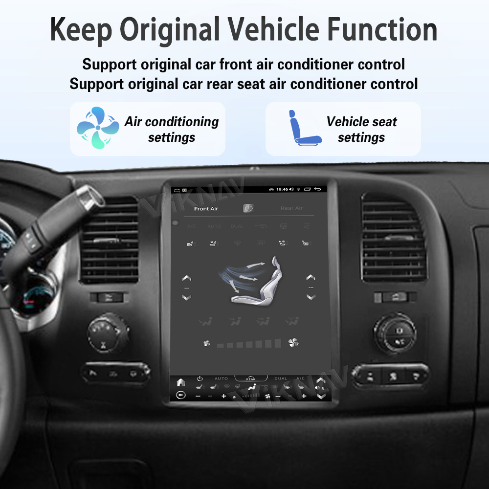 Viknav 12.1 inch Touch Screen Android Car Radio For Chevrolet Silverado GMC SIERRA 2007-2013 Wireless Carplay GPS Navigation With 15.1 Inch Car Digital Cluster