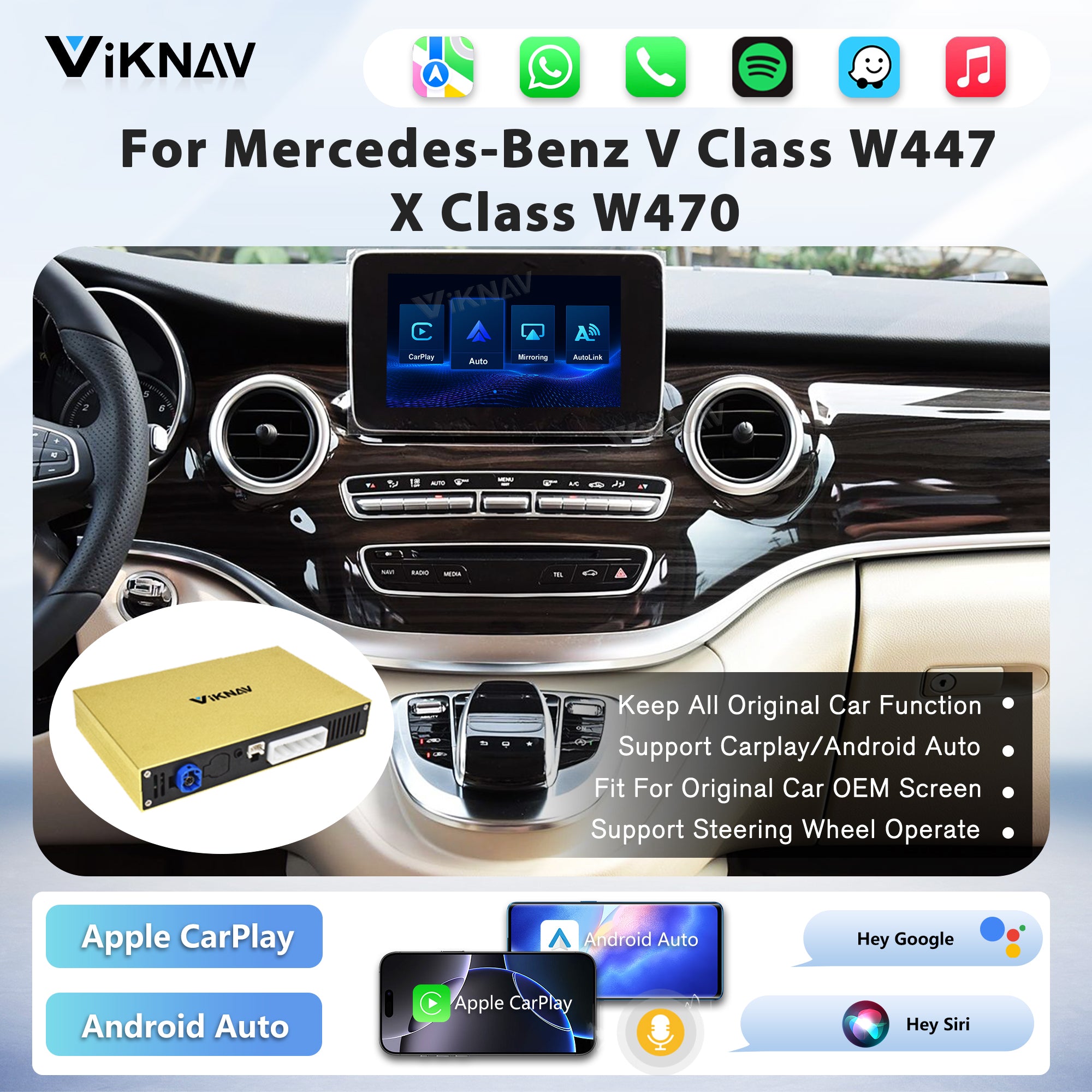 Viknav Linux System Decoder Box for Mercedes Benz Series Upgrade Interface Wireless Carplay Android Auto Decoding Box Autolink Airplay