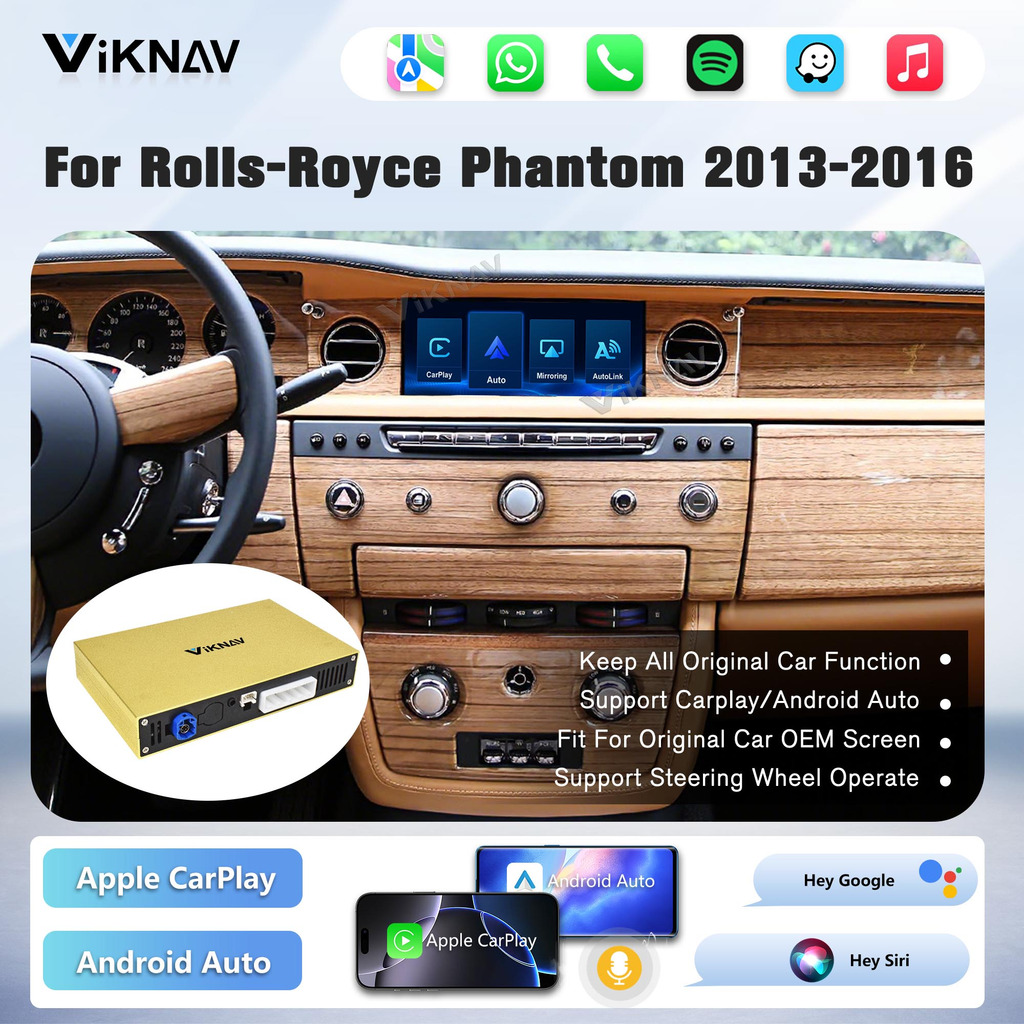 Viknav Linux System Decoder Box for Rolls-Royce Phantom 2013-2016 Upgrade Interface Wireless Carplay Android Auto Decoding Box Autolink Airplay
