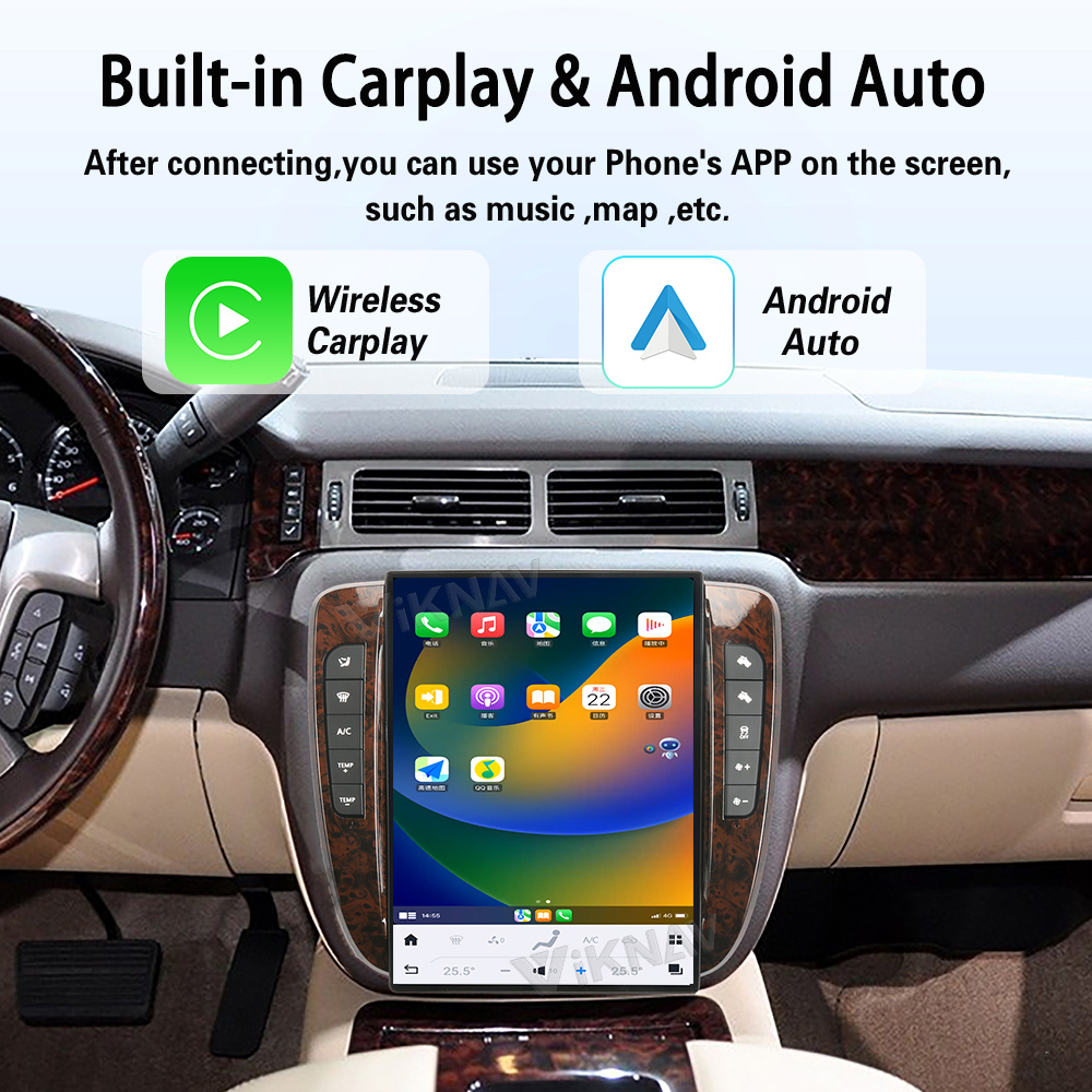 Viknav 14 inch Touch Screen Android Car Radio For GMC YUKON/Chevy Suburban Tahoe 2007-2013 Wireless Carplay GPS Navigation With 15.1 Inch Car Digital Cluster