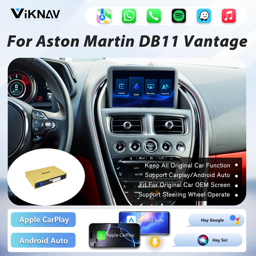 Viknav Linux System Decoder Box for Aston Martin DB11 Vantage Upgrade Interface Wireless Carplay Android Auto Decoding Box Autolink Airplay