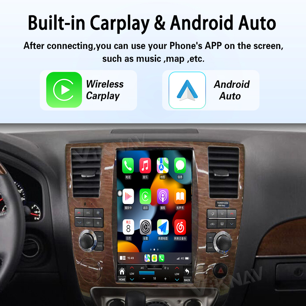 Viknav Android 9 inch Car Stereo For Infiniti QX56/Nissan Armada 2004-2010 Wireless CarPlay & Android Auto GPS Navigation Head Unit
