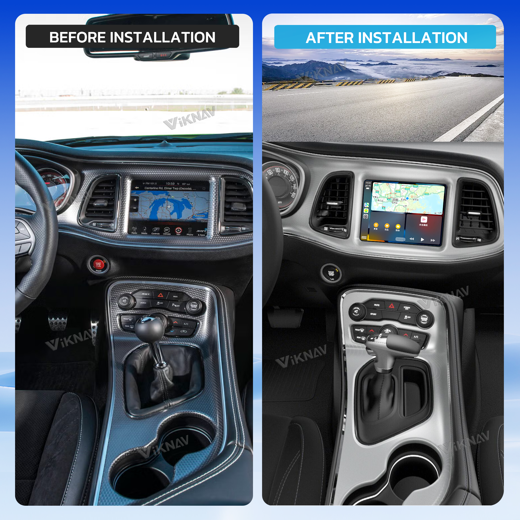 VIKNAV 8.4 Inch Android Car Radio for Dodge Charger Dodge Challenger 2015-2019 Auto Stereo Screen Upgrade Wireless Carplay GPS Navigation Multimedia Player Head Unit