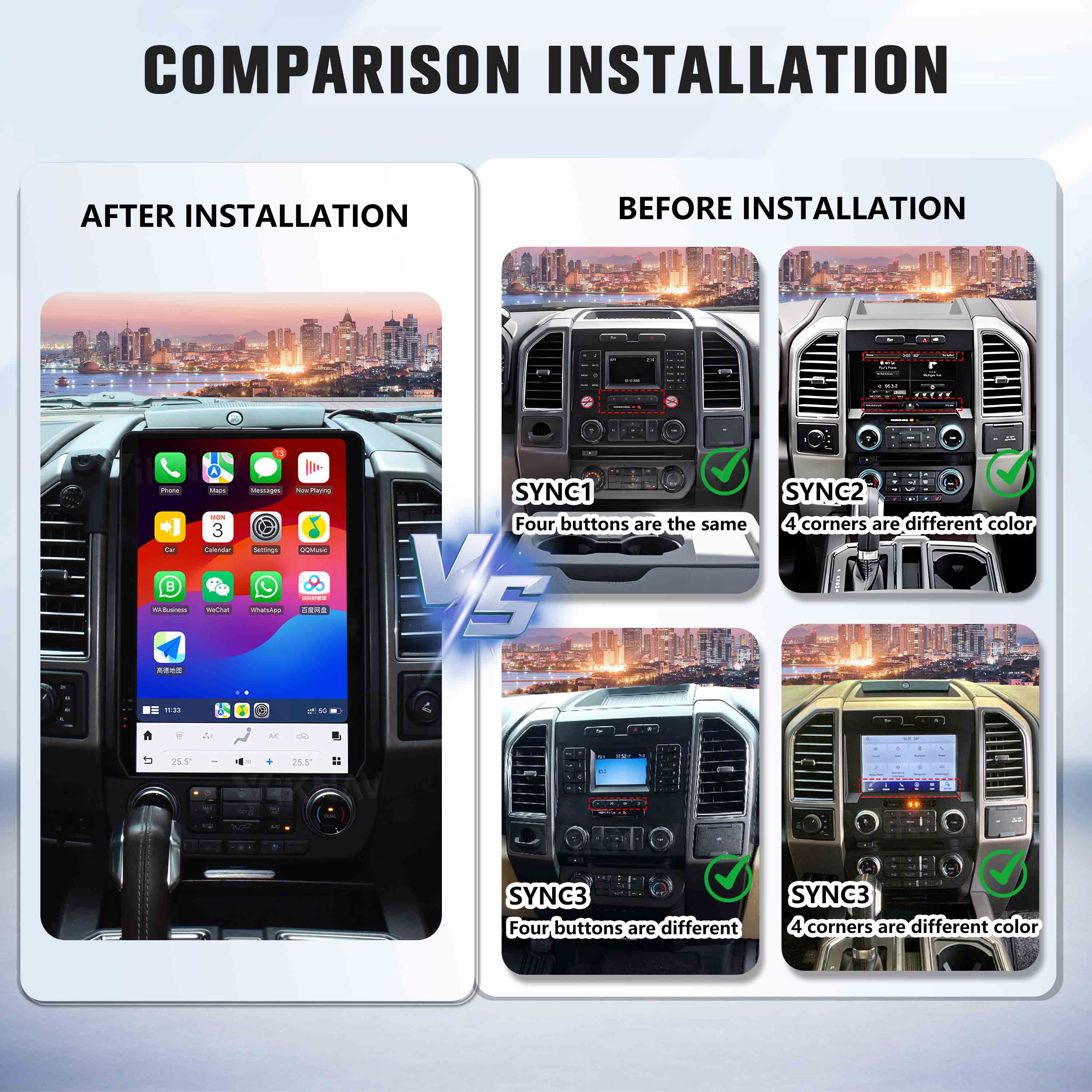 Viknav 14.4 Inch Car Radio Android and Digital Cluster Dashboard Panel Speedometer For Ford F150 Raptor 2015-2022 Stereo Wireless Carplay Android Auto Touch Screen GPS Navigation Multimedia Player