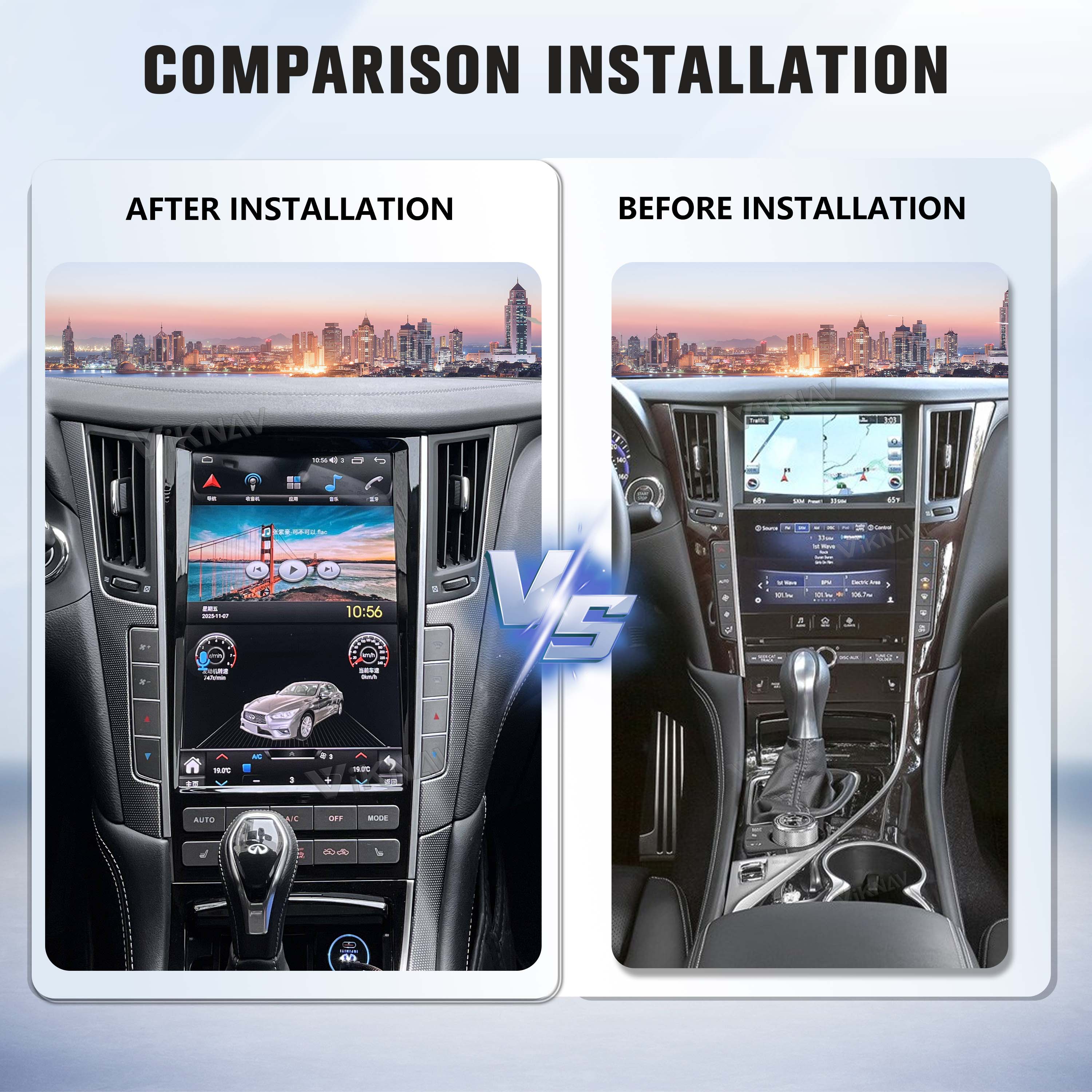 Viknav 12.1 inch Android Car Stereo For Infiniti Q50 Q60 2013-2019 Wireless CarPlay & Android Auto GPS Navigation Head Unit