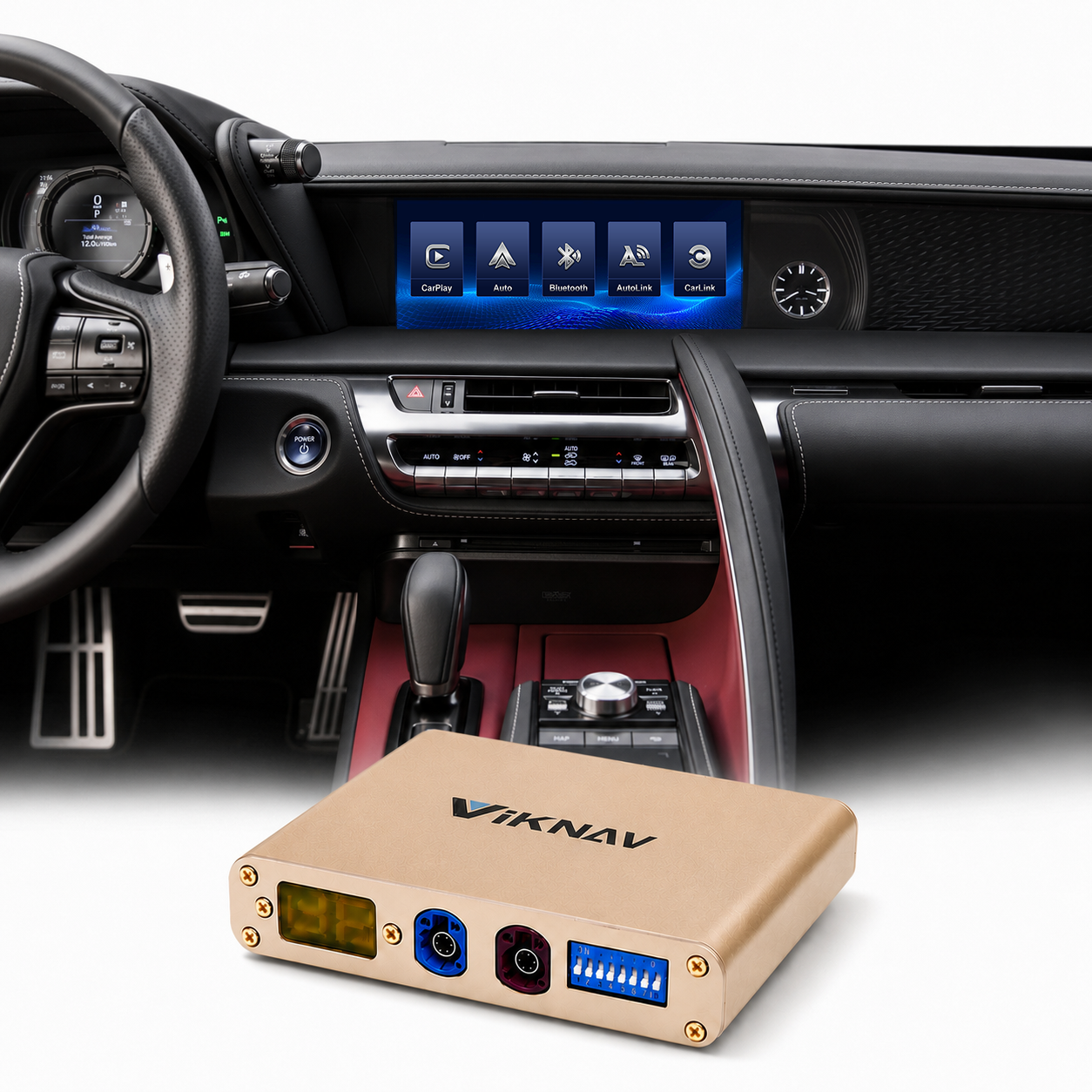 VIKNAV Wireless CarPlay Android Auto Decoder Linux Interface Box Upgrade for Lexus LC500 2018-2020
