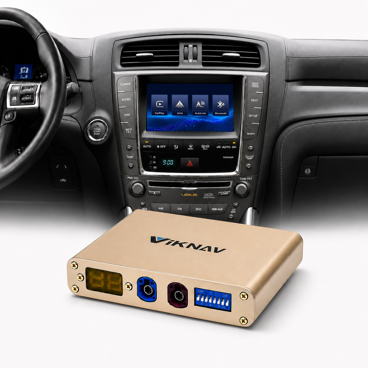 VIKNAV Wireless CarPlay Android Auto Decoder Linux Interface Box Upgrade for Lexus IS 2005 -2019