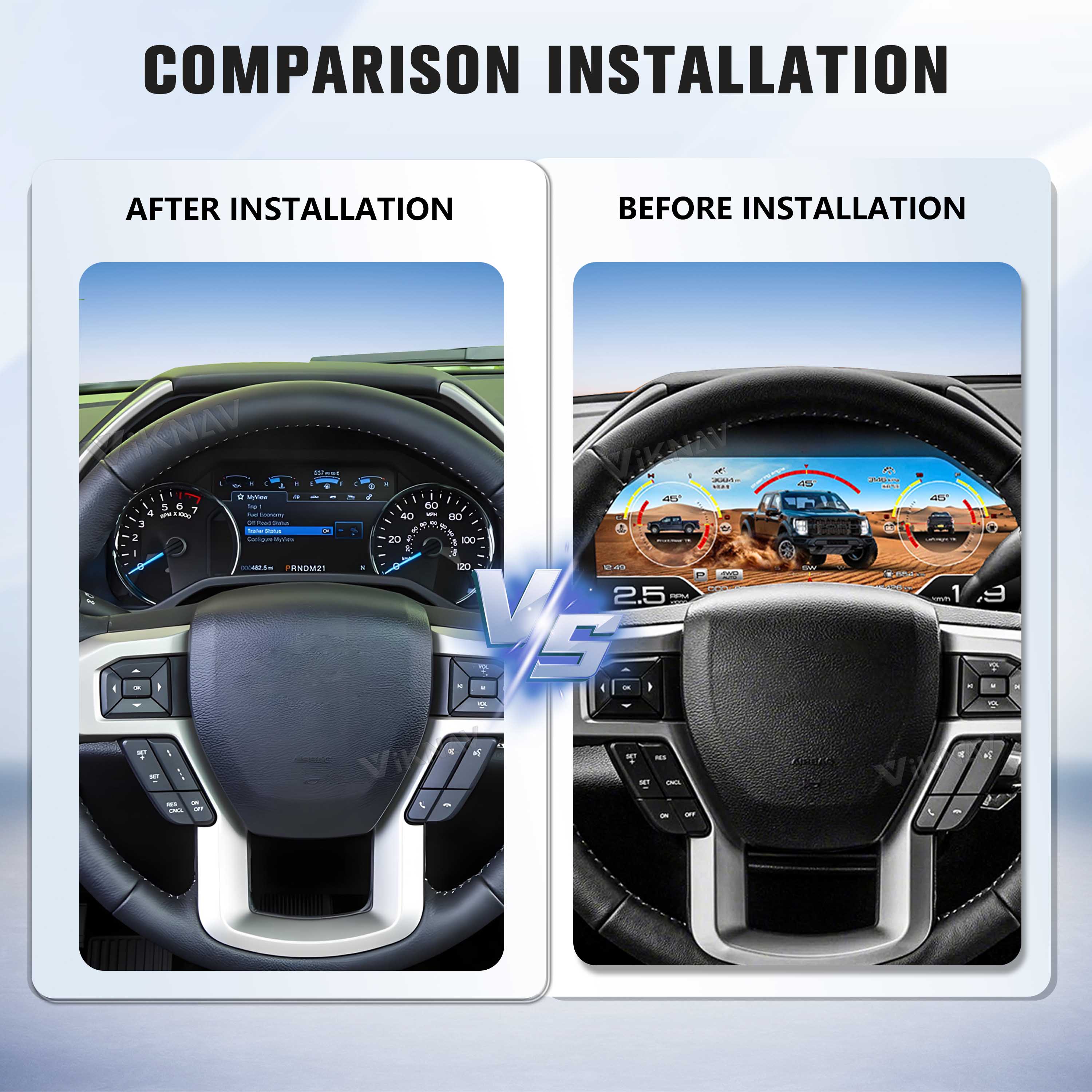 Viknav 14.4 Inch Car Radio Android and Digital Cluster Dashboard Panel Speedometer For Ford F150 Raptor 2015-2022 Stereo Wireless Carplay Android Auto Touch Screen GPS Navigation Multimedia Player