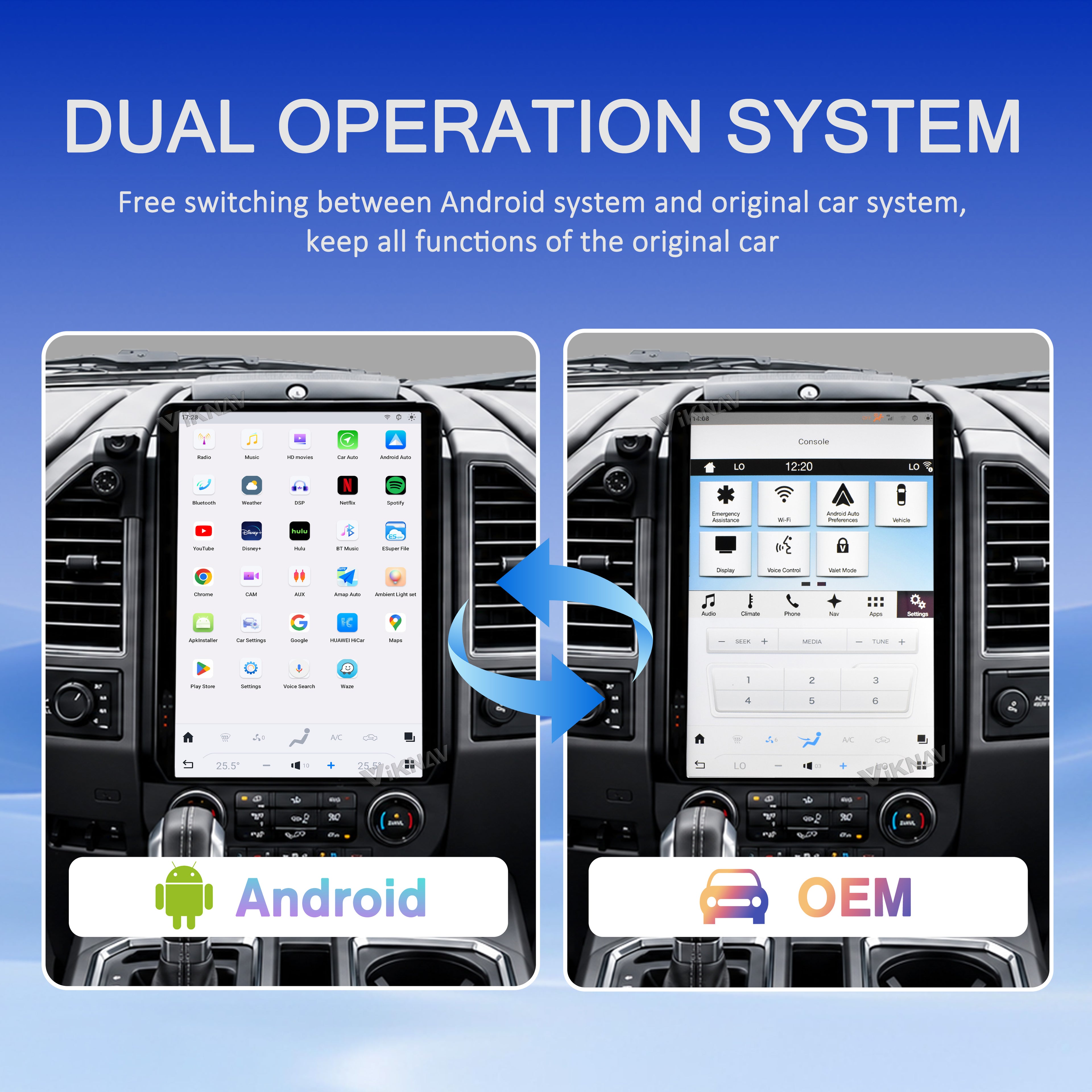 VIKNAV 14.4 Inch Android Car Radio For Ford F150 F250 F450 Raptor 2015-2020 Auto Stereo Screen Upgrade