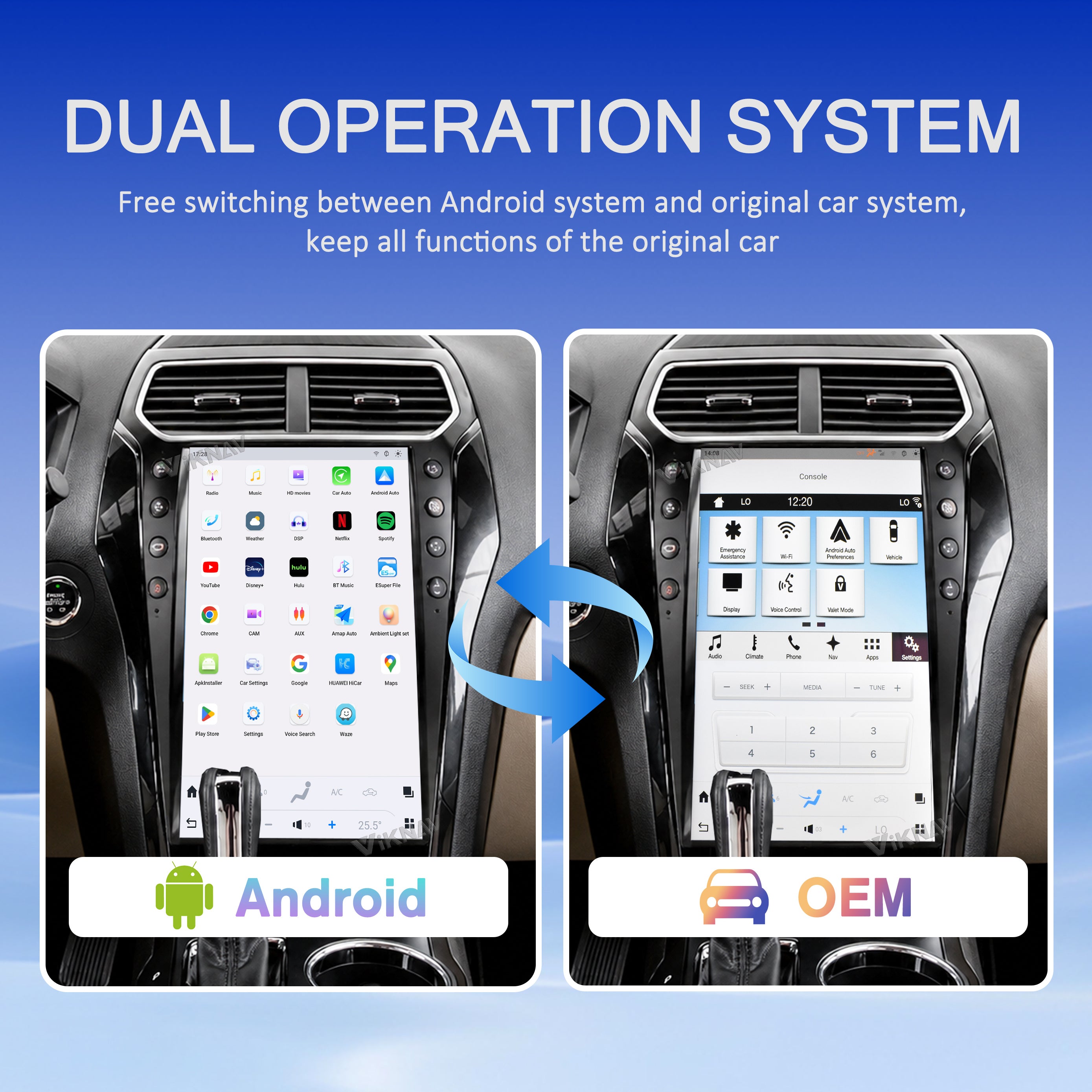 VIKNAV 14.4 Inch Android Car Radio For Ford Explorer 2011-2019 Auto Stereo Screen Upgrade
