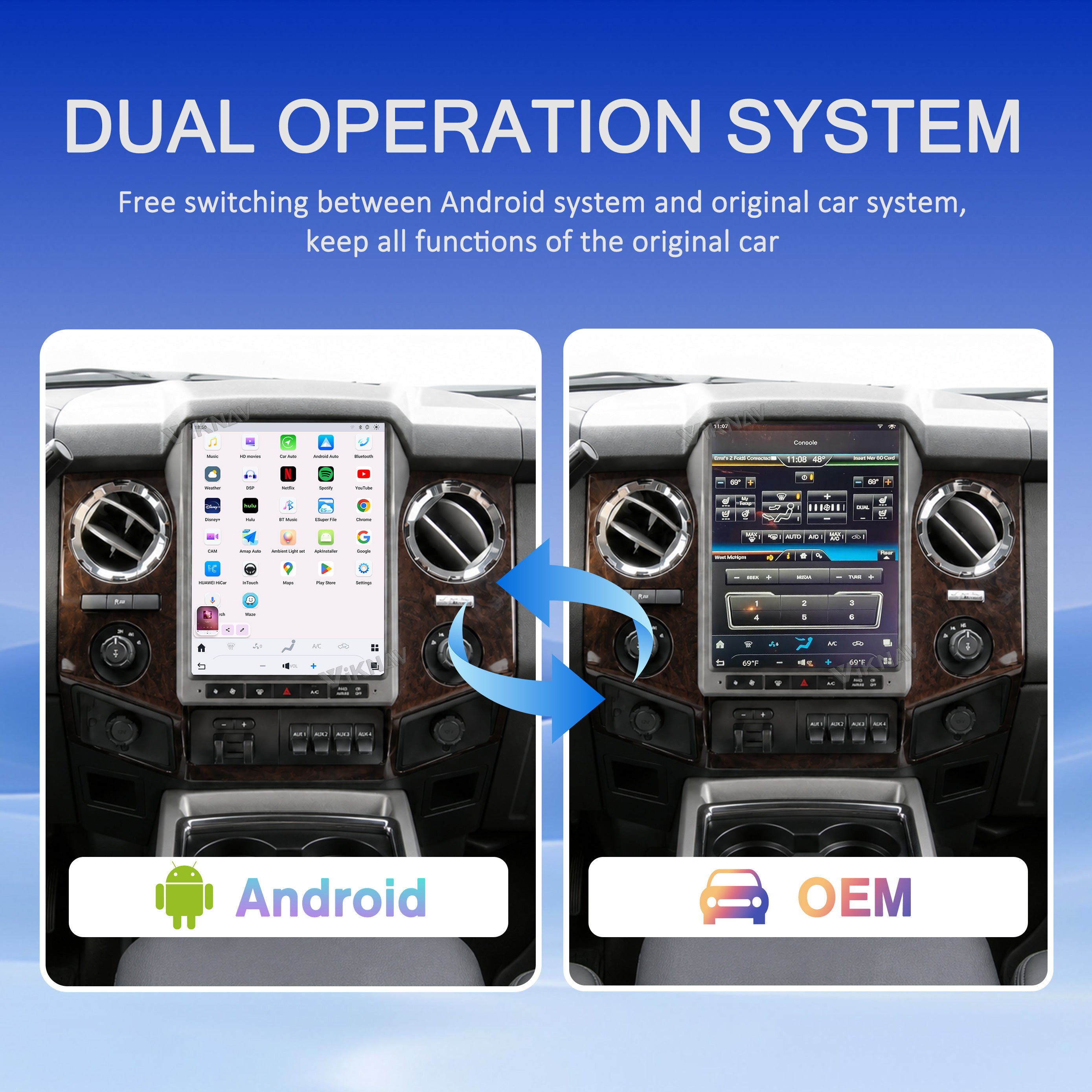 VIKNAV 12.1 Inch Android Car Radio For Ford F250/F350 2013-2014 Auto Stereo Screen Upgrade