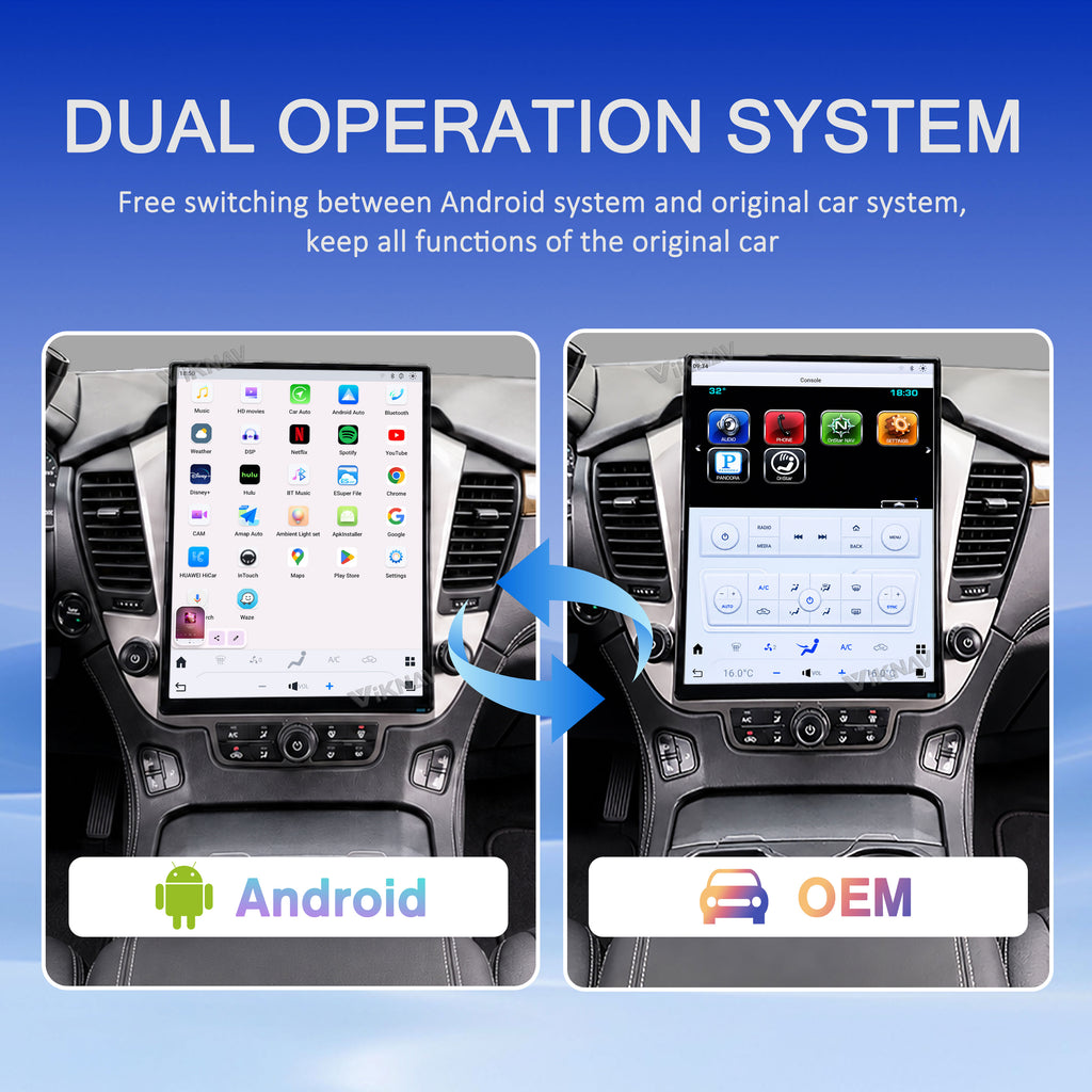 VIKNAV 15.6 Inch Android Car Radio For Chevrolet Tahoe Suburban GMC Yukon 2014-2020 Wireless Carplay Upgrade Auto Stereo Screen