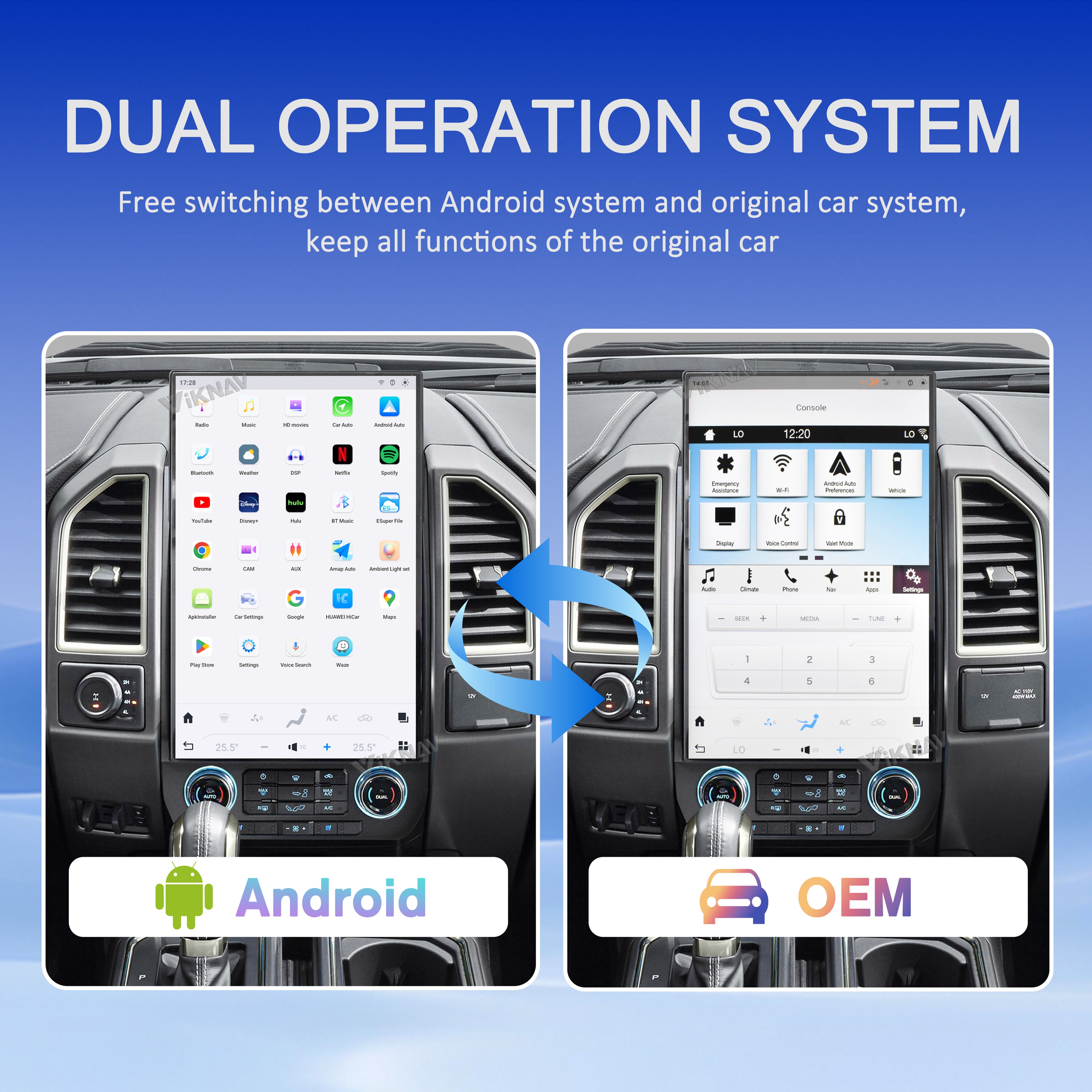 VIKNAV 17.2 Inch Android Car Radio For Ford F150 F250 F450 Raptor 2015-2020 Auto Stereo Screen Upgrade